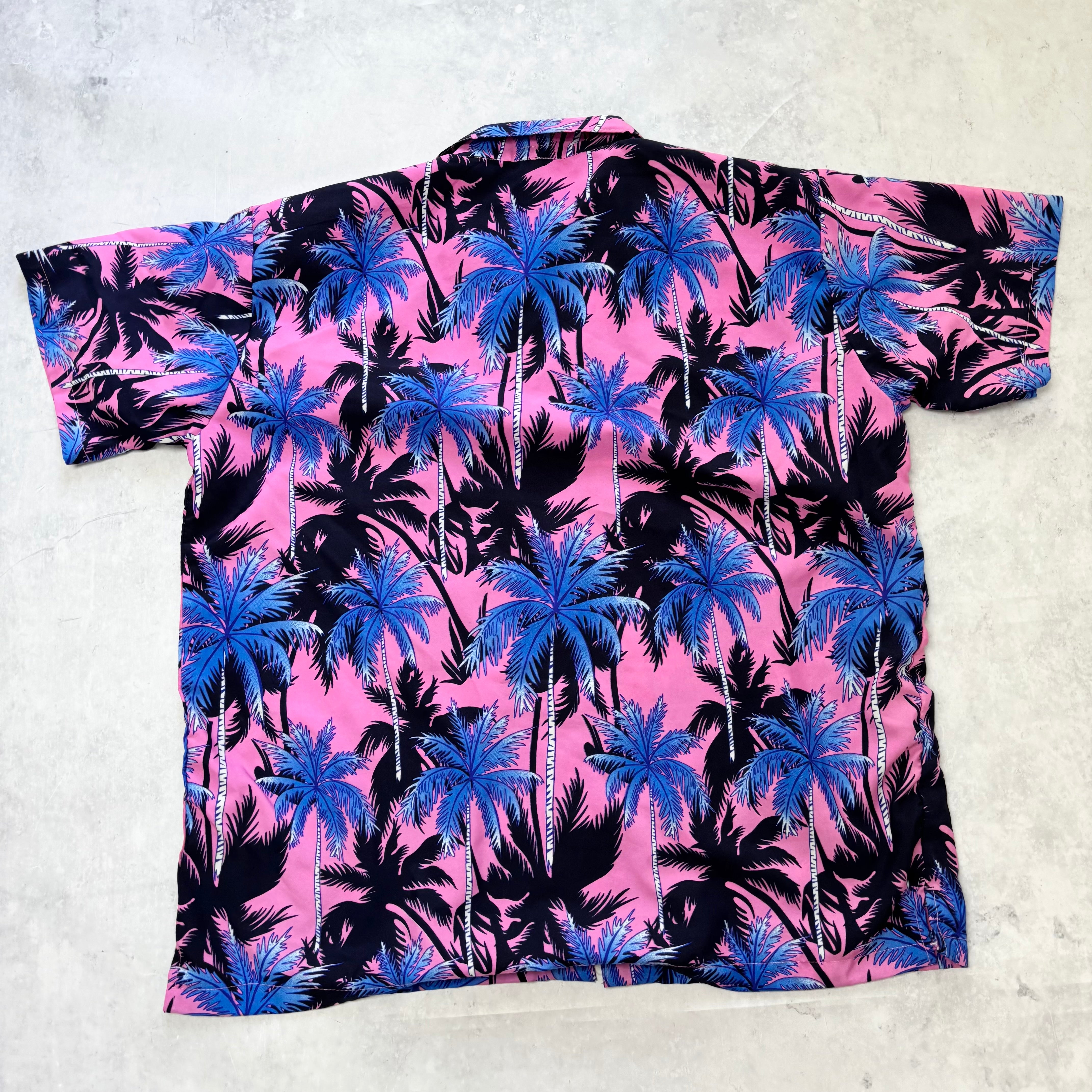Hawaiian Shirt Mens XXL Pink Floral Aloha Short Sleeve Polyester (E)
