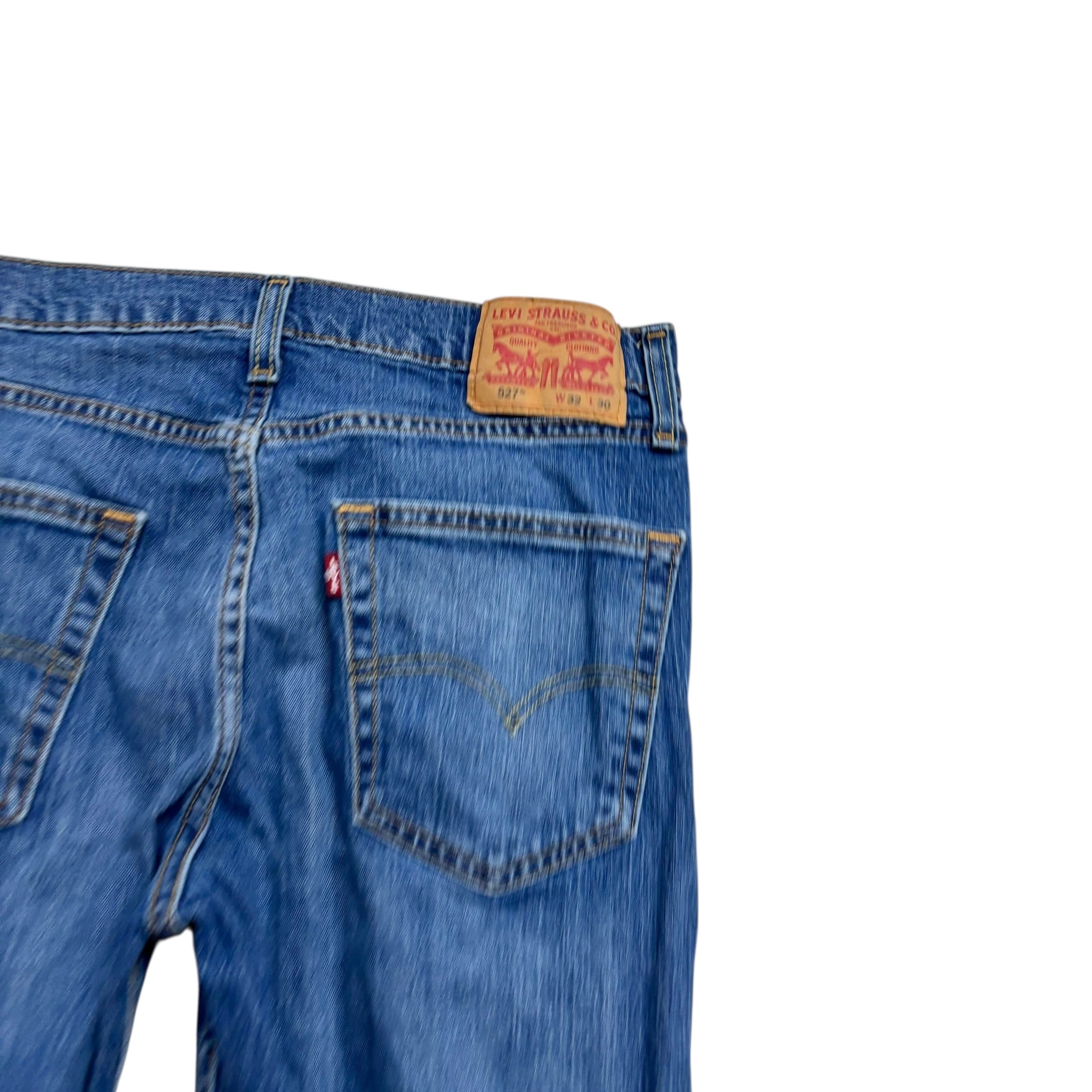 Levis 527 Jeans W32 L30 Mens Mid Blue Slim Bootcut Fit Stretch Denim