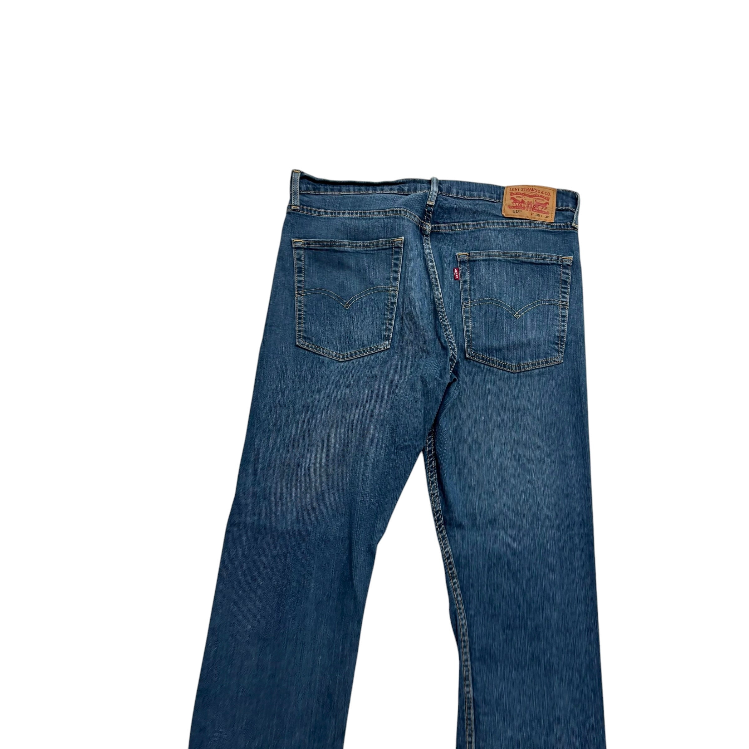 Levis 513 Jeans W36 L30 Mens Dark Blue Slim Straight Fit Stretch Denim (E)