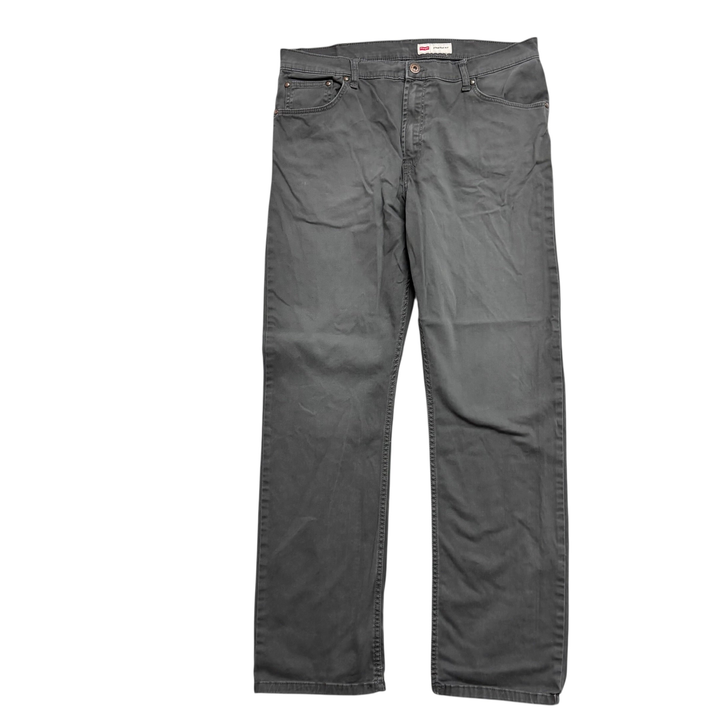Wrangler Trousers W36 L32 Mens Grey Regular Straight Fit Stretch Pants