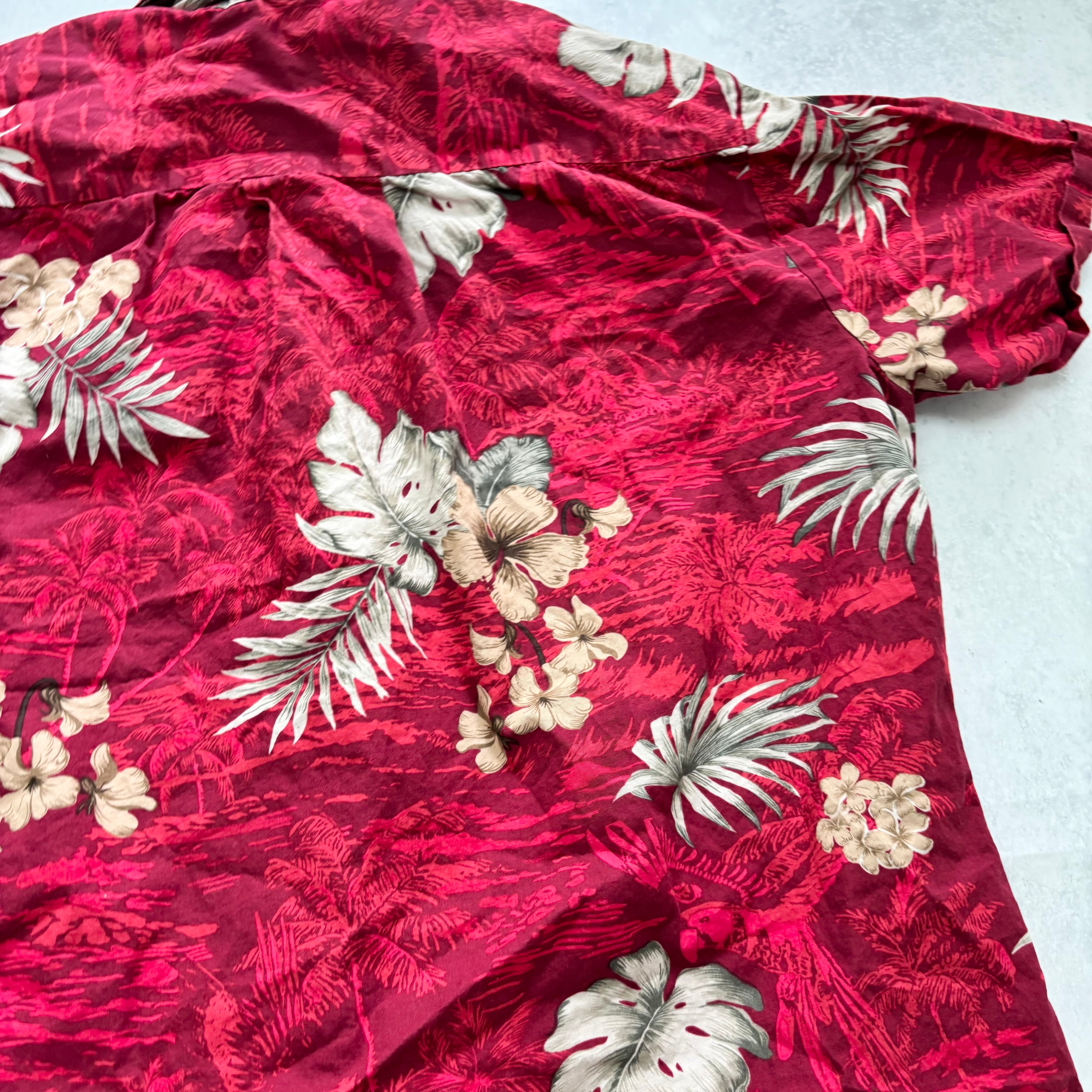 Vintage Hawaiian Shirt Mens XS Red Floral Aloha Short Sleeve (E)