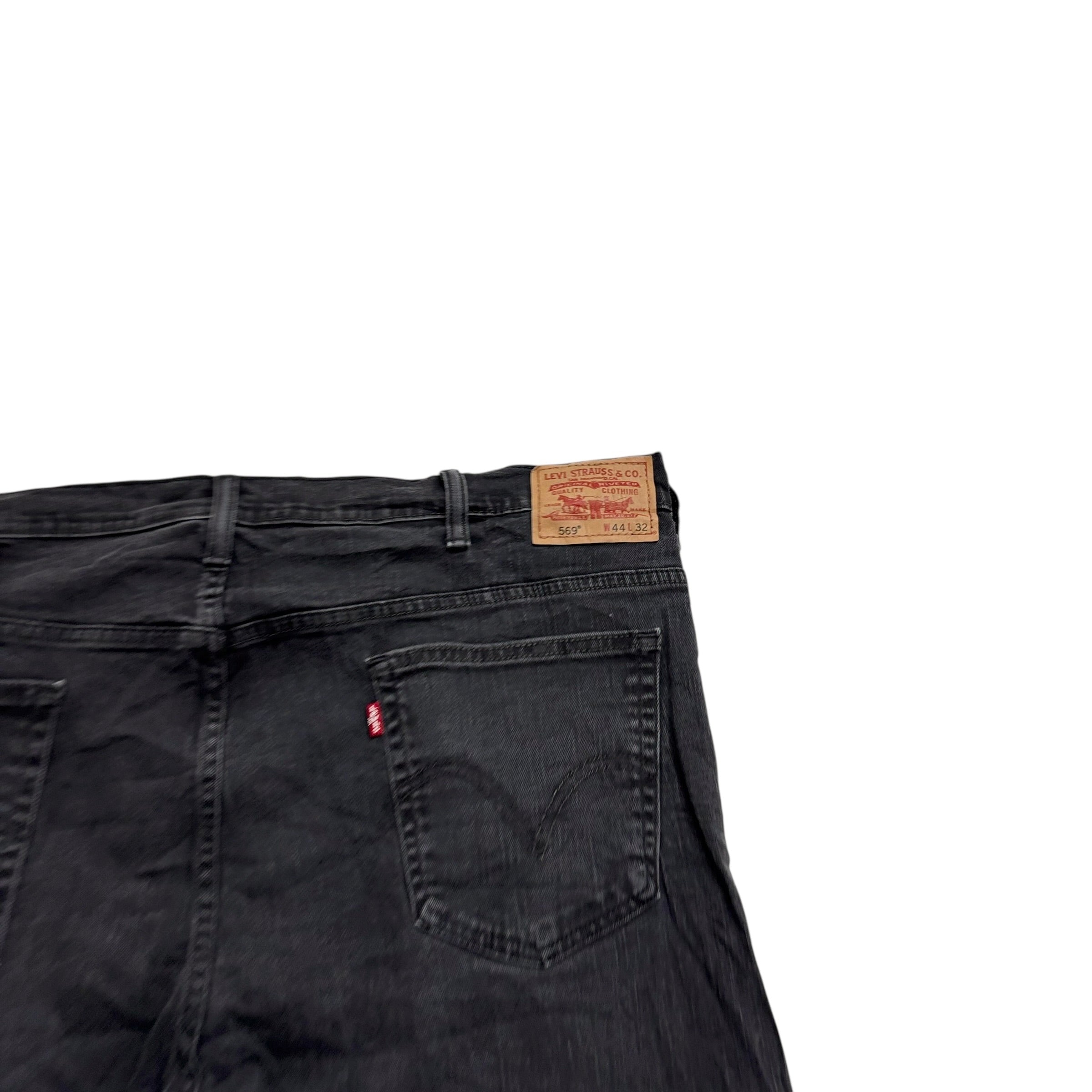 Levis 569 Jeans W44 L31 Mens Black Baggy Relaxed Straight Fit Stretch Vintage