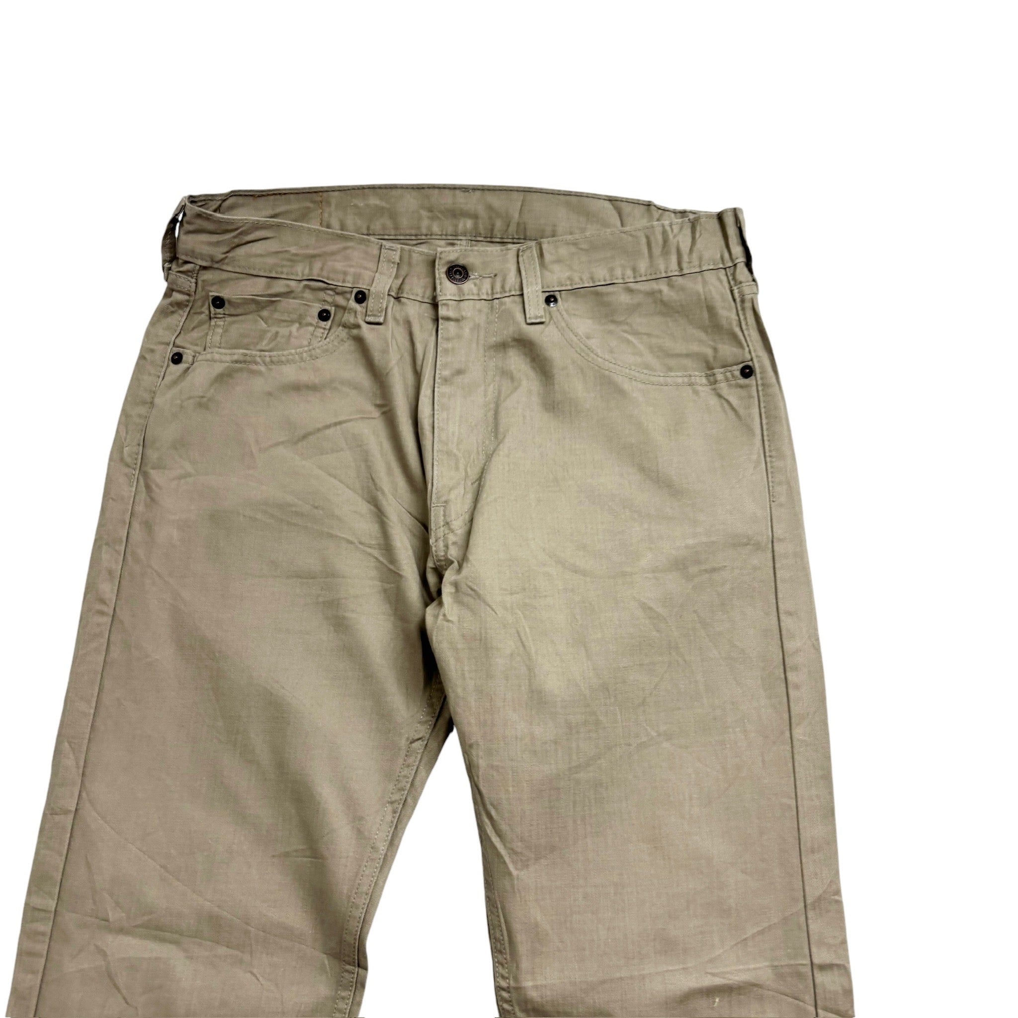 Levis 505 Trousers W33 L32 Mens Beige Brown Regular Straight Fit Cotton Pants