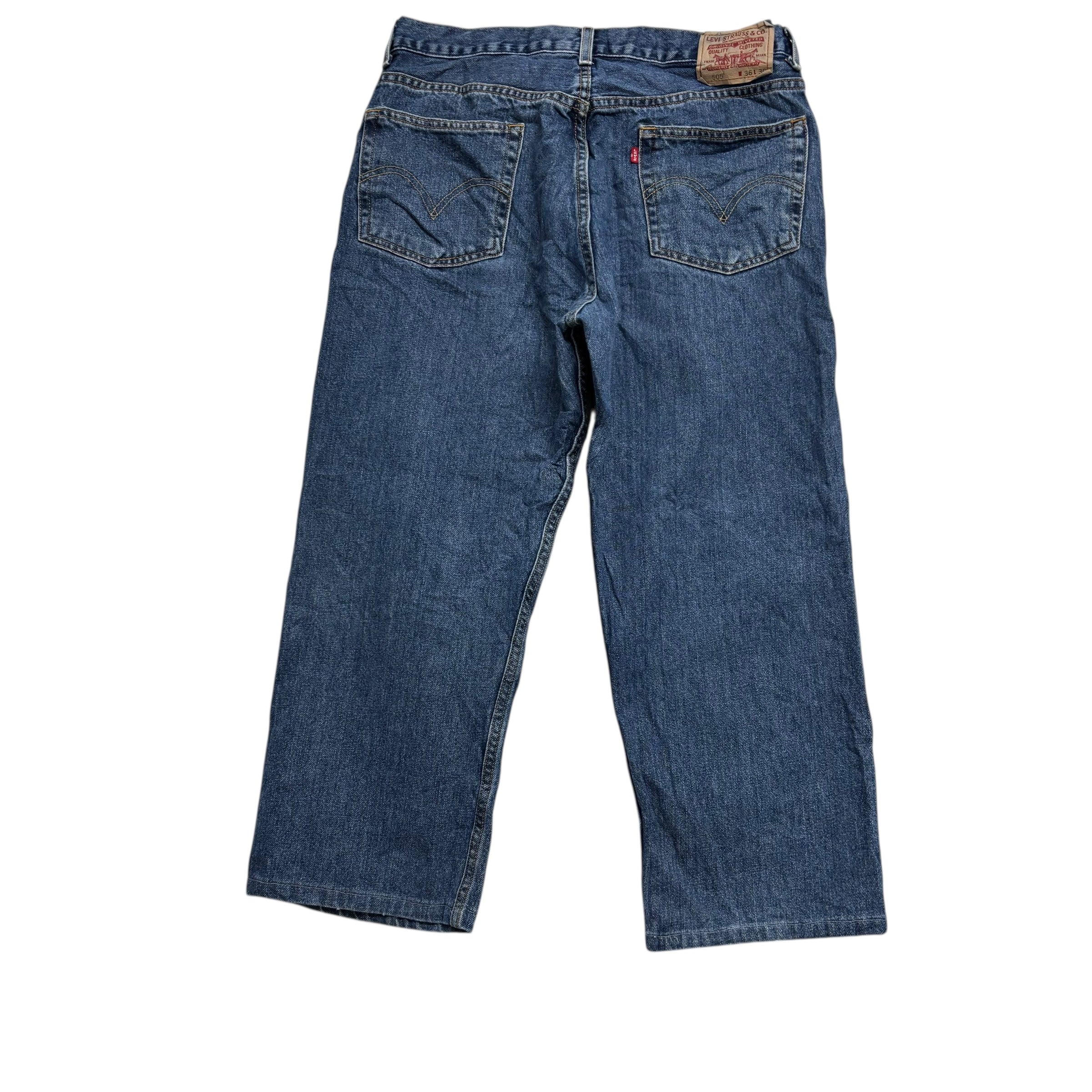 Levis 505 Jeans W35 L25 Mens Mid Blue Regular Straight Fit Vintage Denim