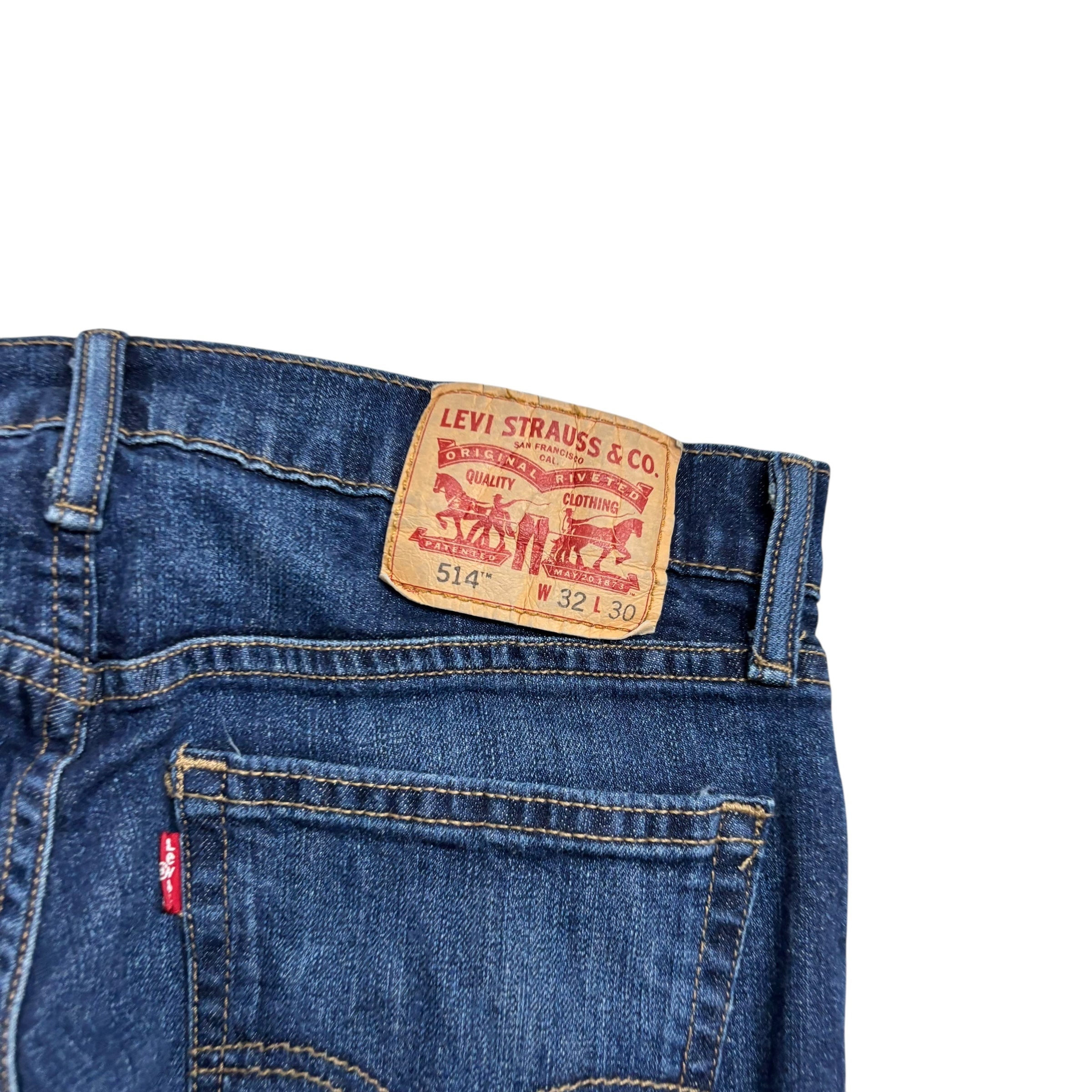 Levis 514 Jeans W32 L30 Mens Dark Blue Regular Straight Fit Stretch Denim