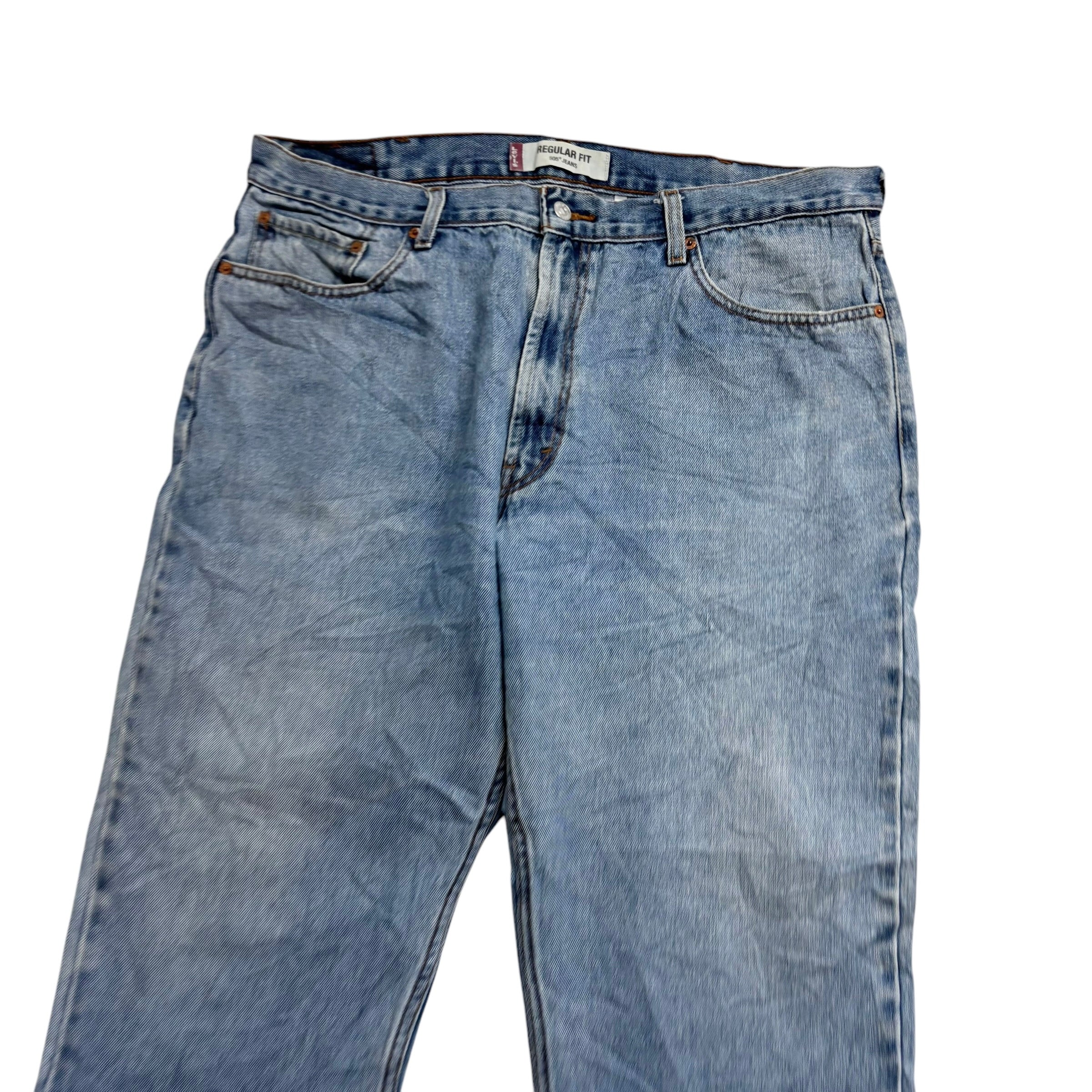 Levis 505 Jeans W38 L28 Mens Light Blue Regular Straight Fit Vintage Denim