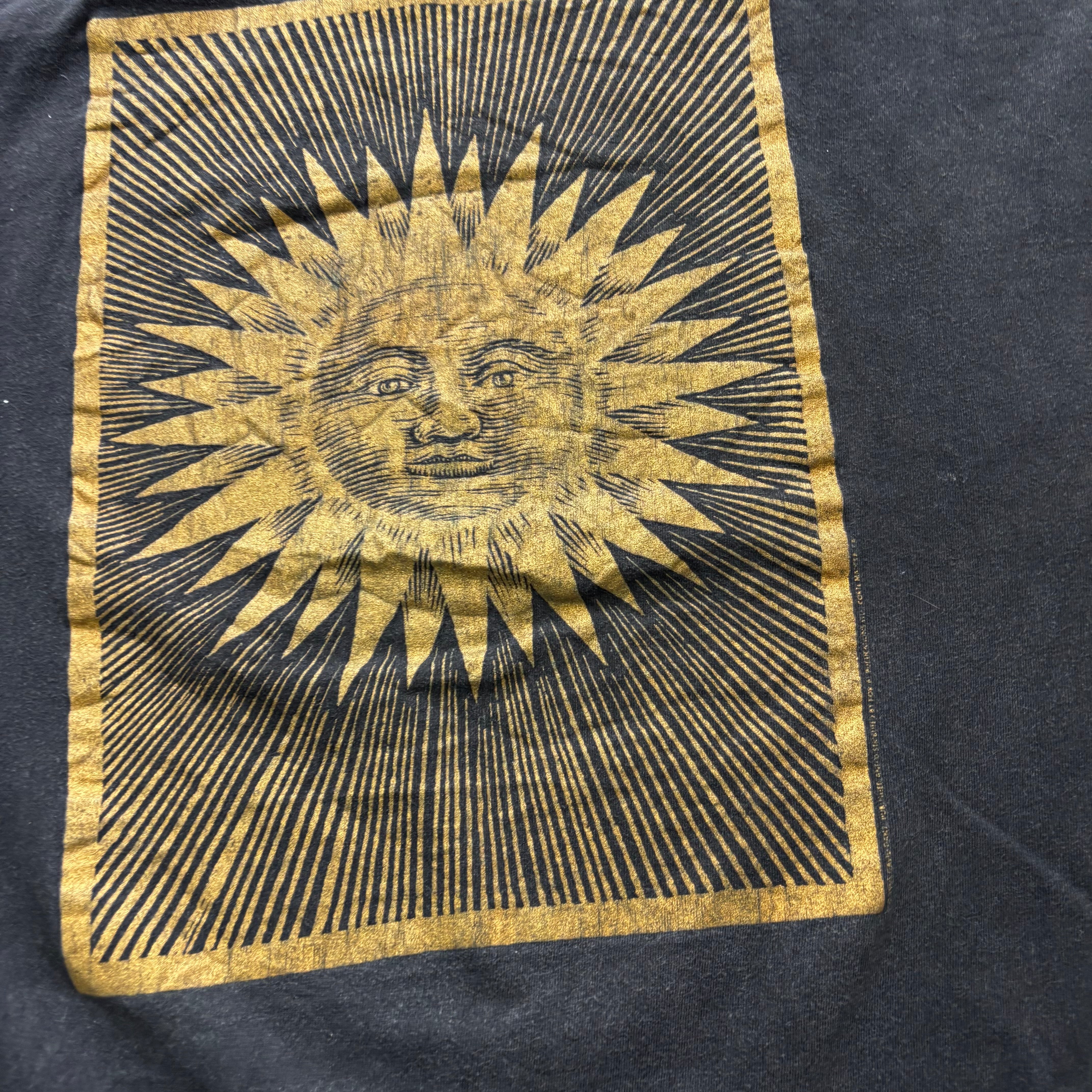 Vintage T Shirt Mens XL Black Single Stitch Graphic Print 90s Sun USA