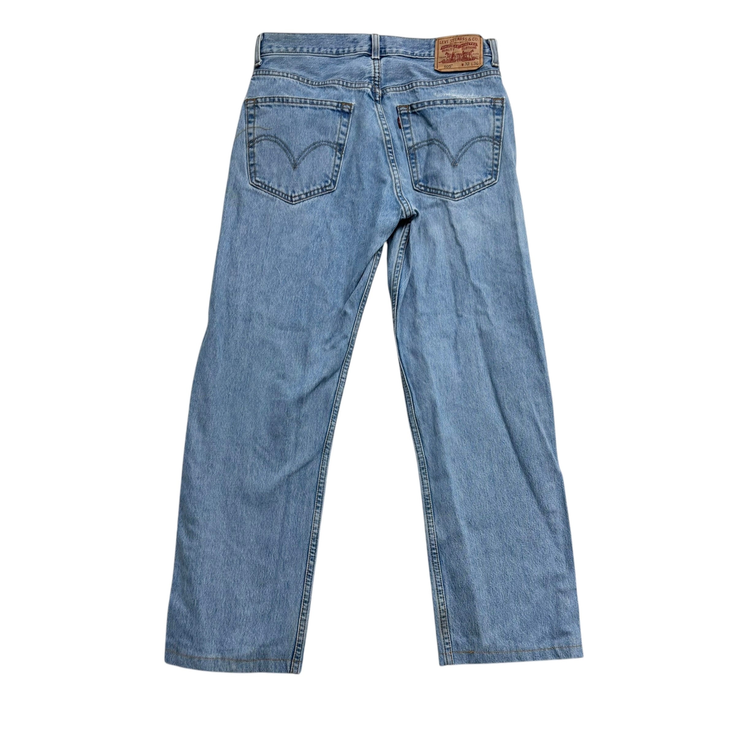 Levis 505 Jeans W31 L28 Mens Light Blue Regular Straight Fit Vintage Denim (F)