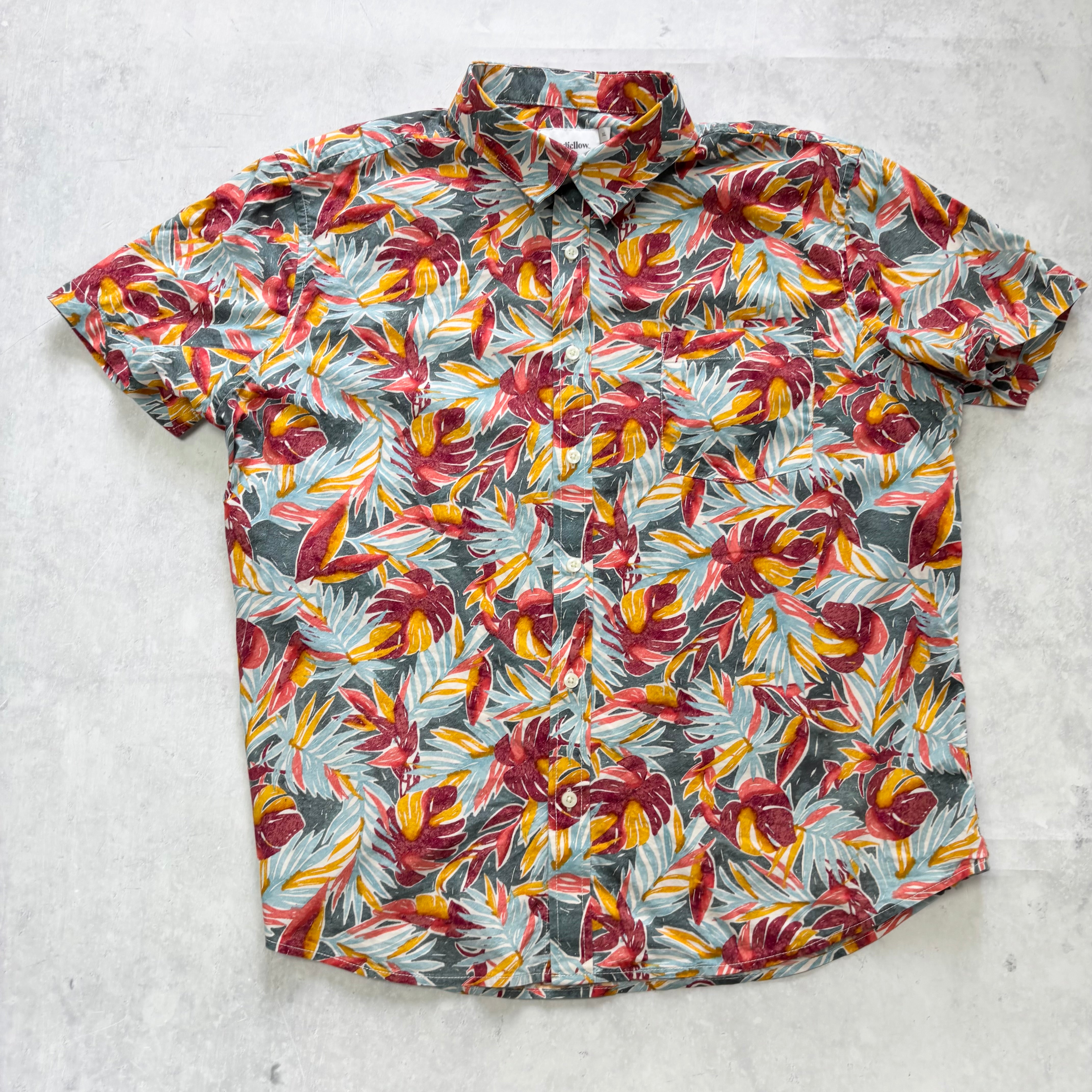 Hawaiian Shirt Mens XL Multi Floral Aloha Short Sleeve Cotton Regular Fit (E)