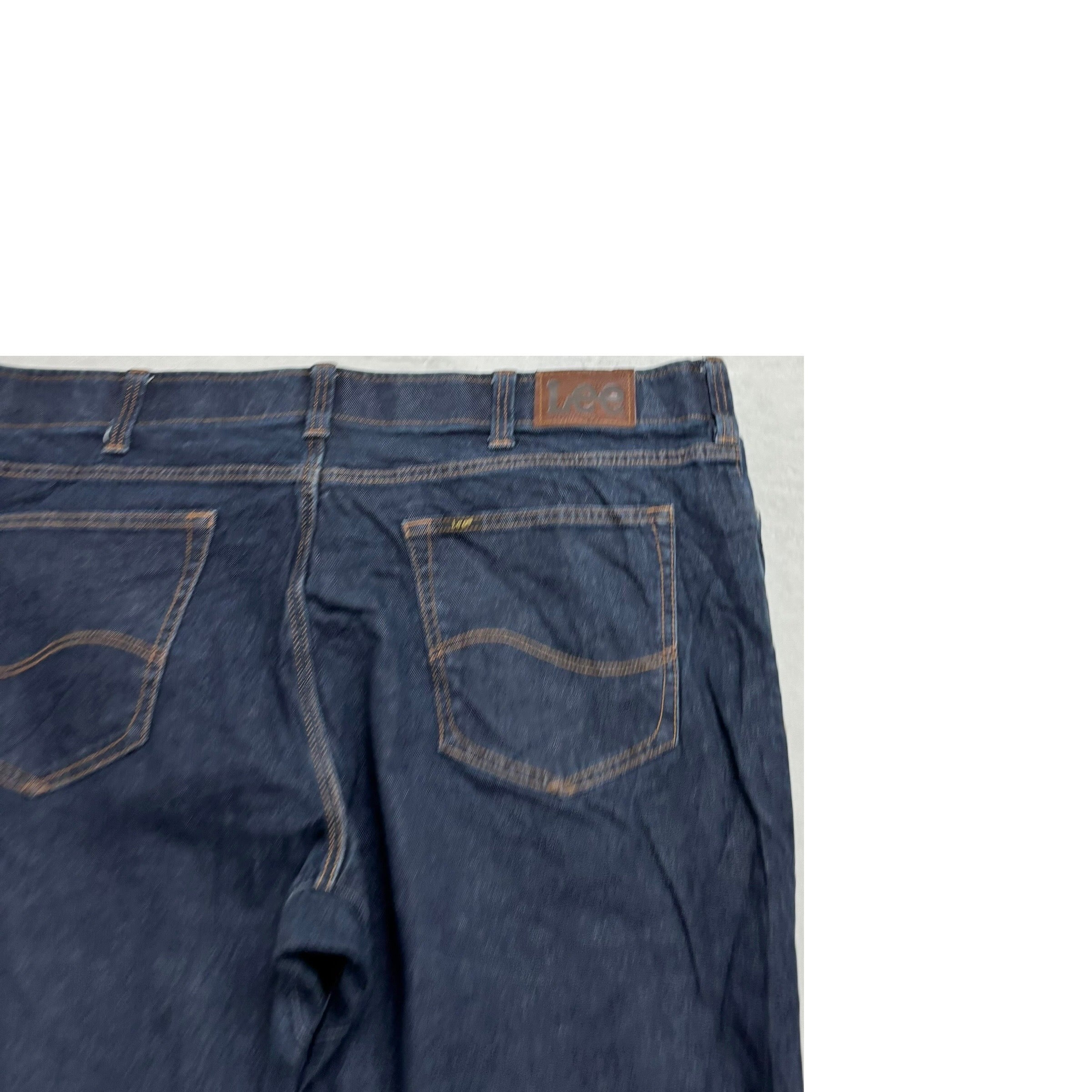 Lee Jeans W44 L32 Mens Dark Blue Regular Tapered Fit Stretch Denim
