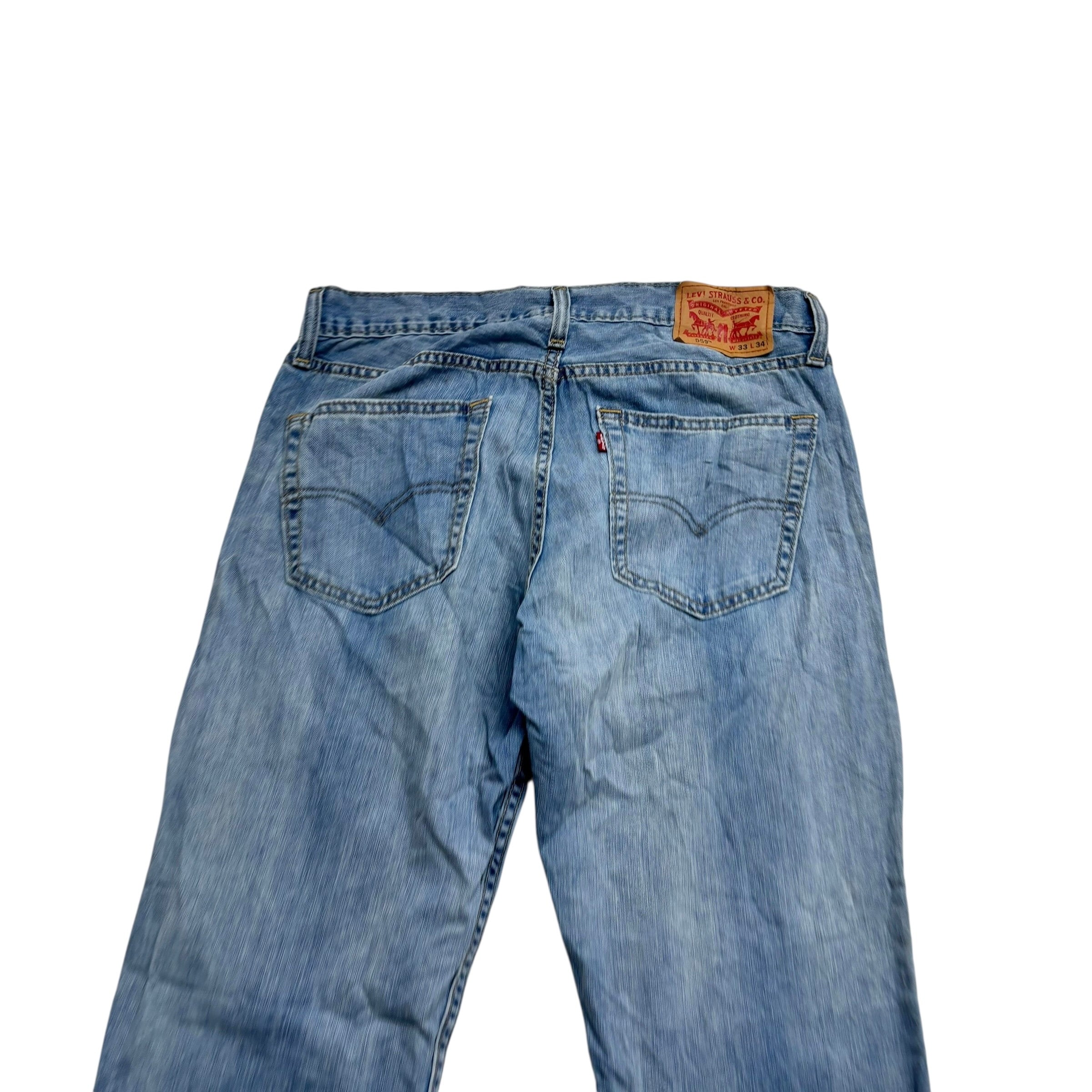 Levis 559 Jeans W33 L34 Mens Light Blue Relaxed Straight Fit Denim (E)