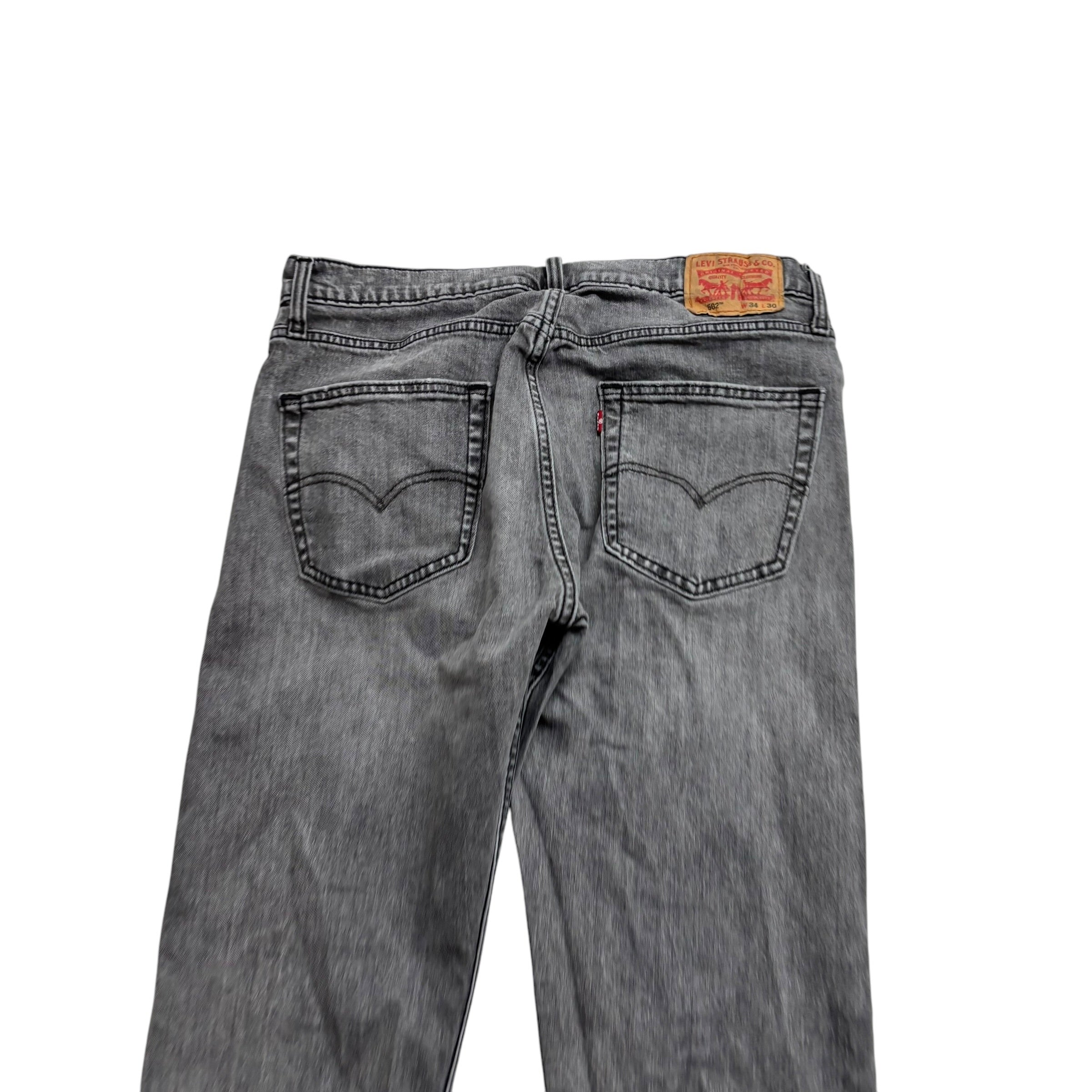 Levis 502 Jeans W34 L29 Mens Grey Regular Tapered Fit Stretch Denim