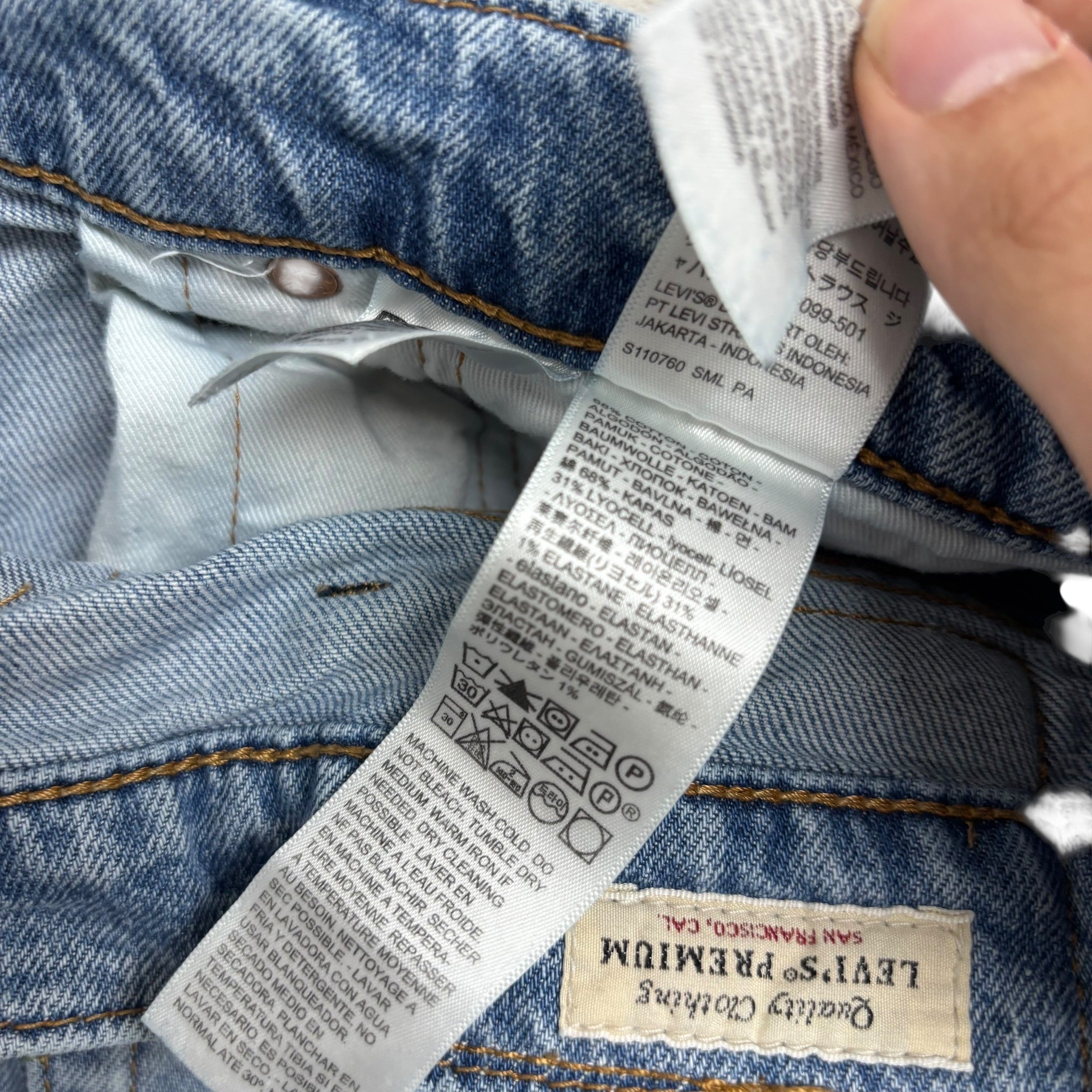 Levis 510 Jeans W38 L30 Mens Light Blue Skinny Fit Stretch Denim