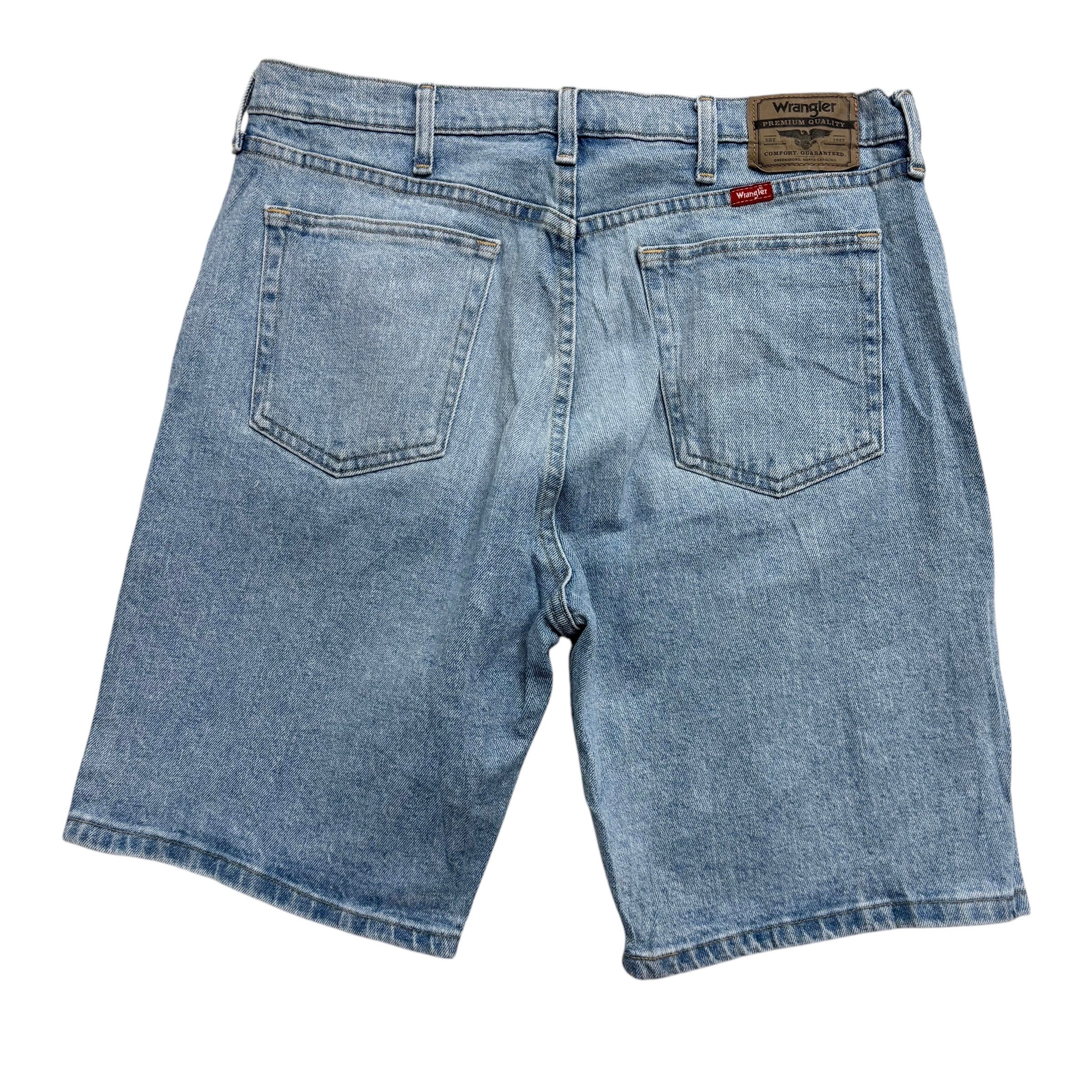 Wrangler Jorts W34 Mens Denim Shorts Light Blue Regular Fit Stretch (E)