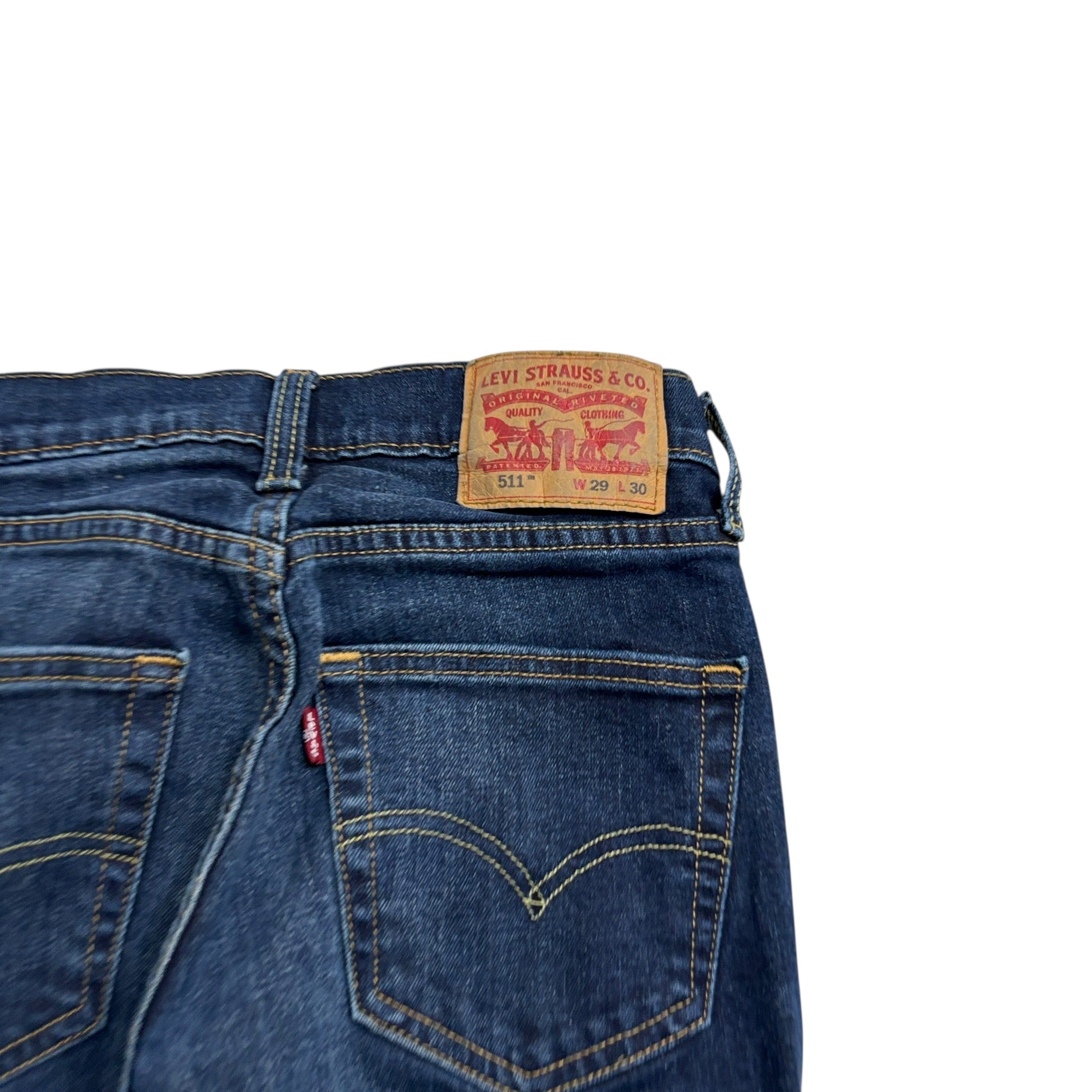 Levis 511 Jeans W28 L30 Mens Dark Blue Slim Fit Stretch Denim (E)