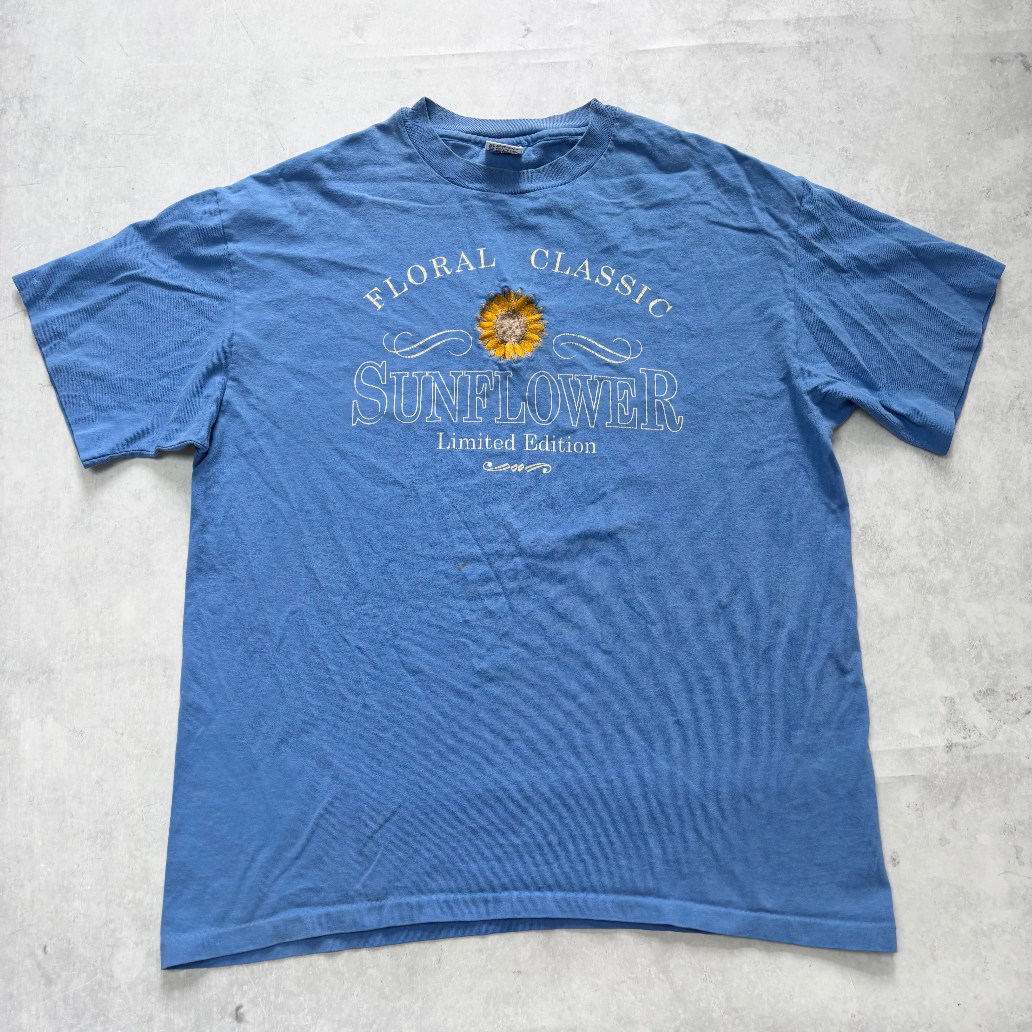 Vintage T Shirt Mens Large Blue Single Stitch Graphic Print 90s