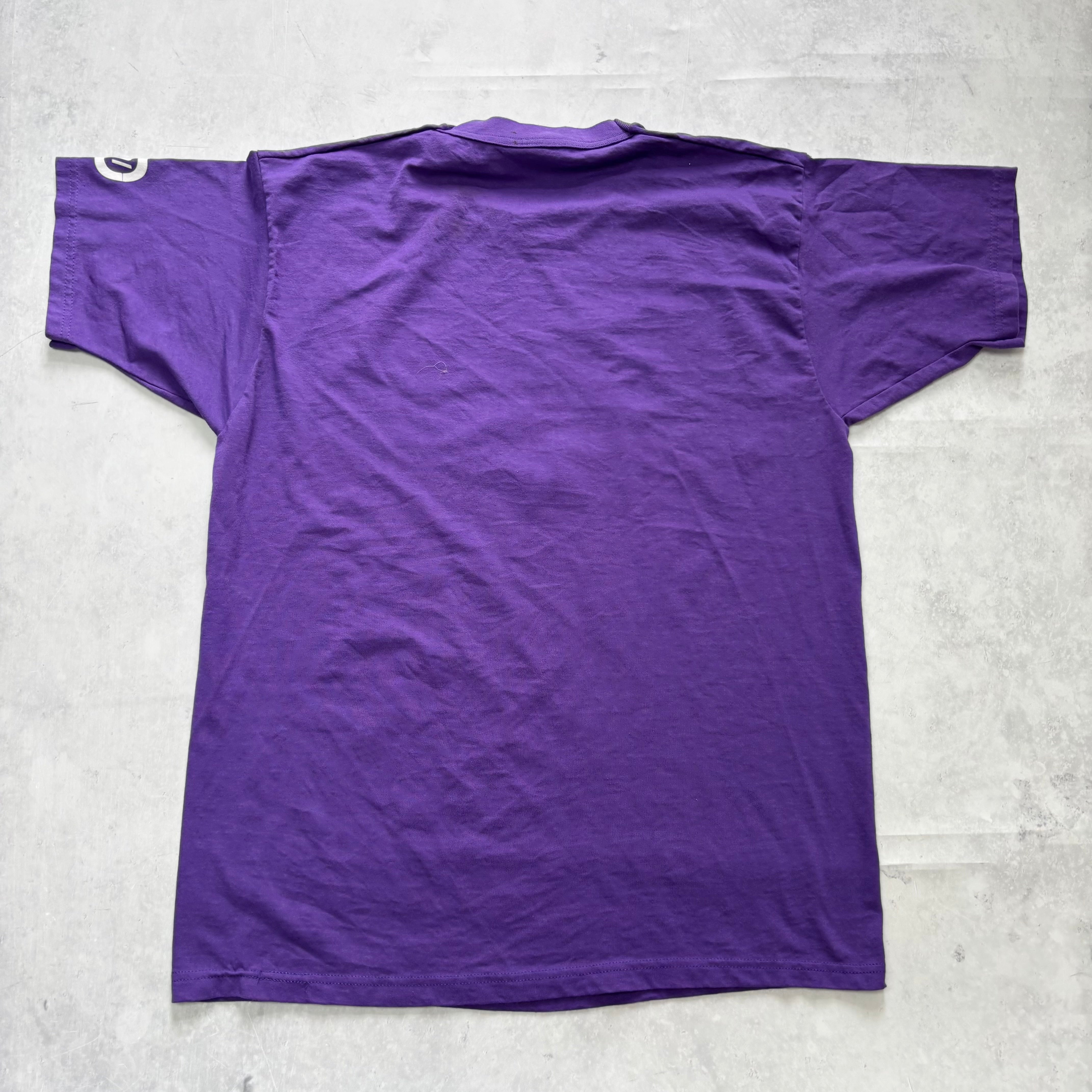 Vintage T Shirt Mens Large Purple Graphic Print 90s College