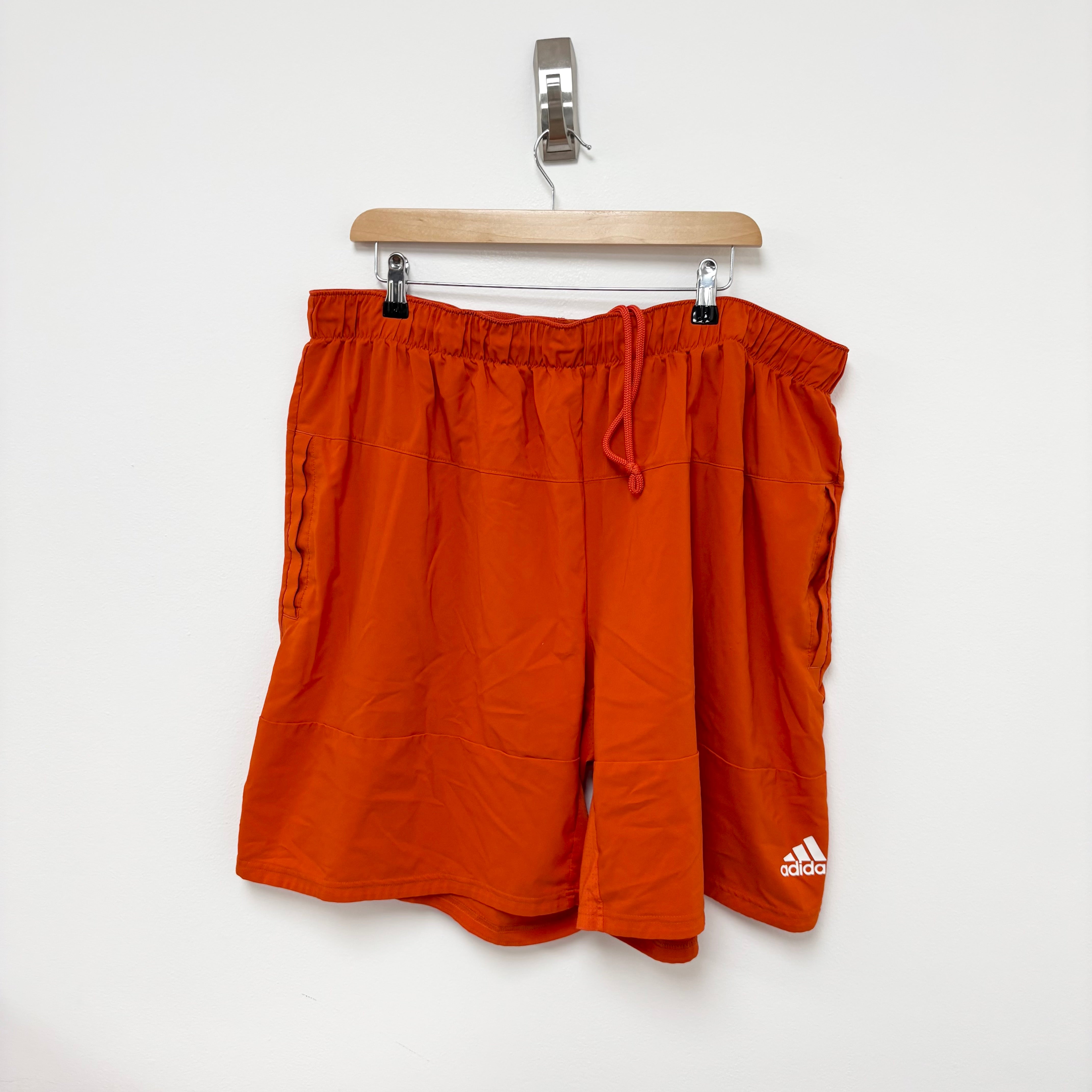 Adidas Shorts Mens 3XL Orange Sports Running Gym Athletic Pockets (E)