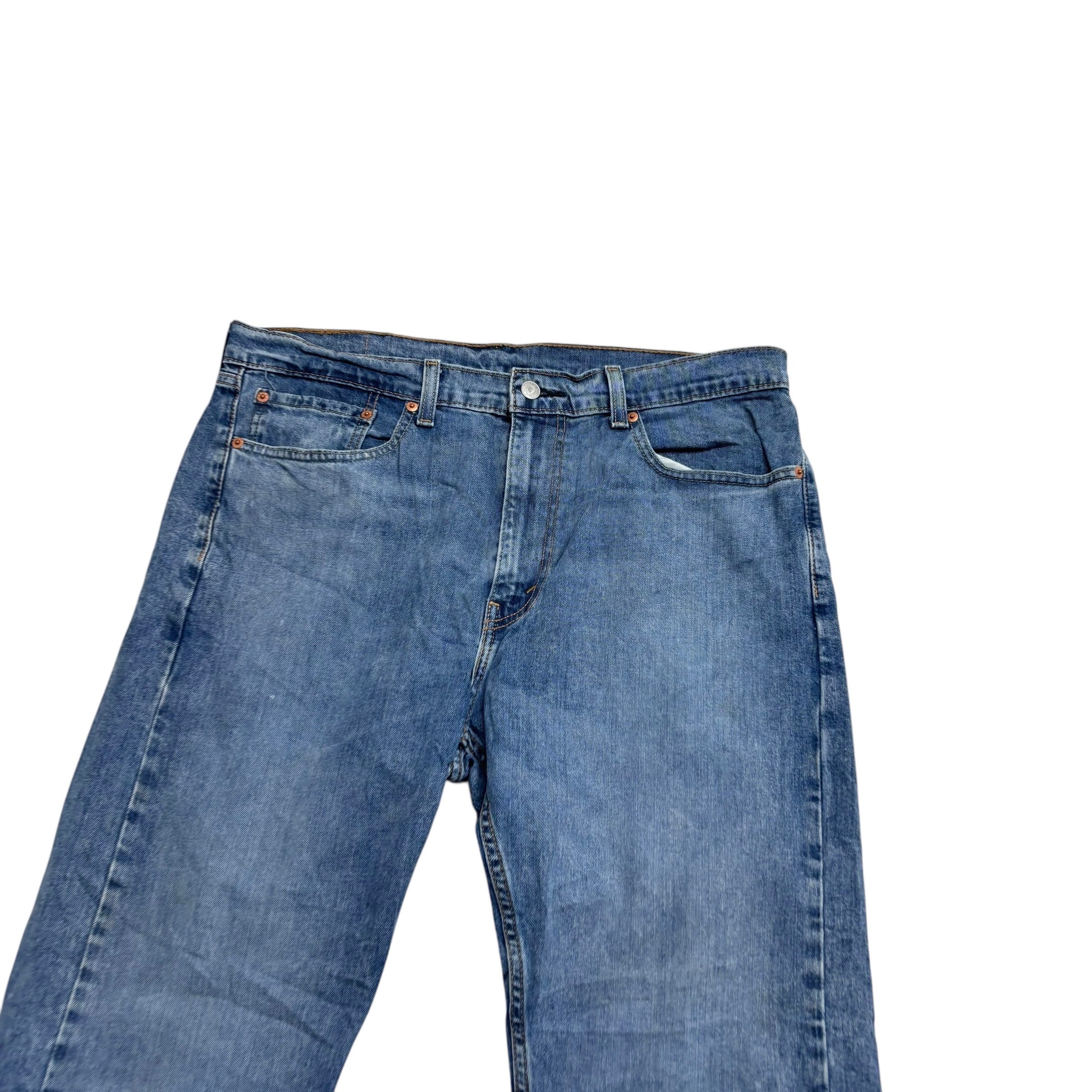 Levis 505 Jeans W36 L30 Mens Mid Blue Regular Straight Fit Stretch Denim