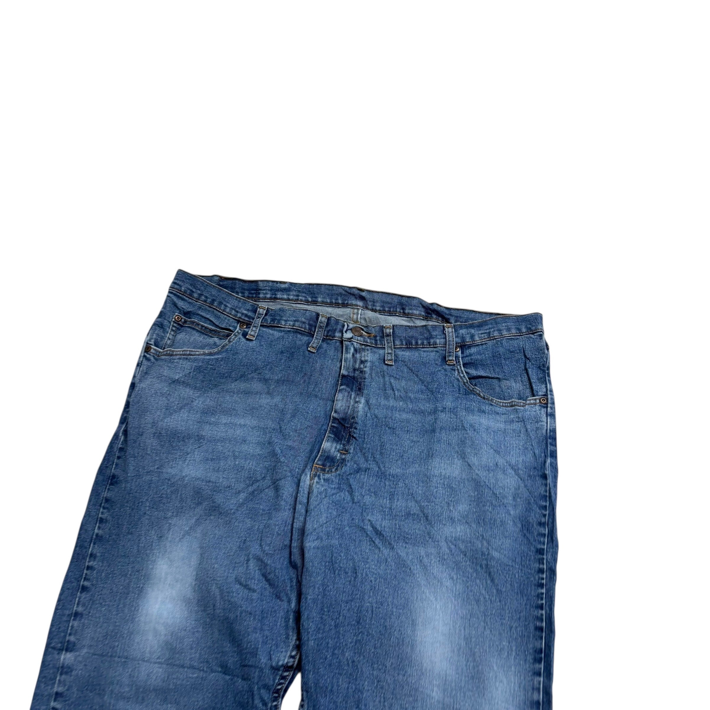 Wrangler Jeans W46 L32 Mens Mid Blue Relaxed Straight Fit Stretch Denim (F)