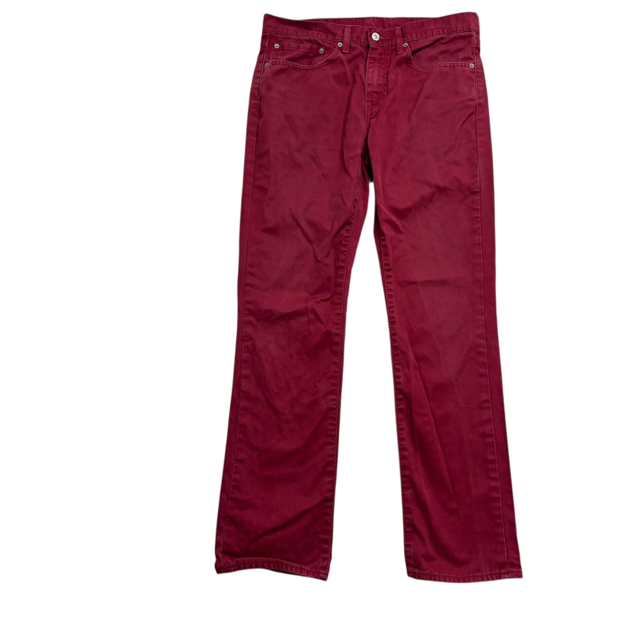 Levis 511 Trousers W34 L32 Mens Red Slim Fit Vintage Pants (E)