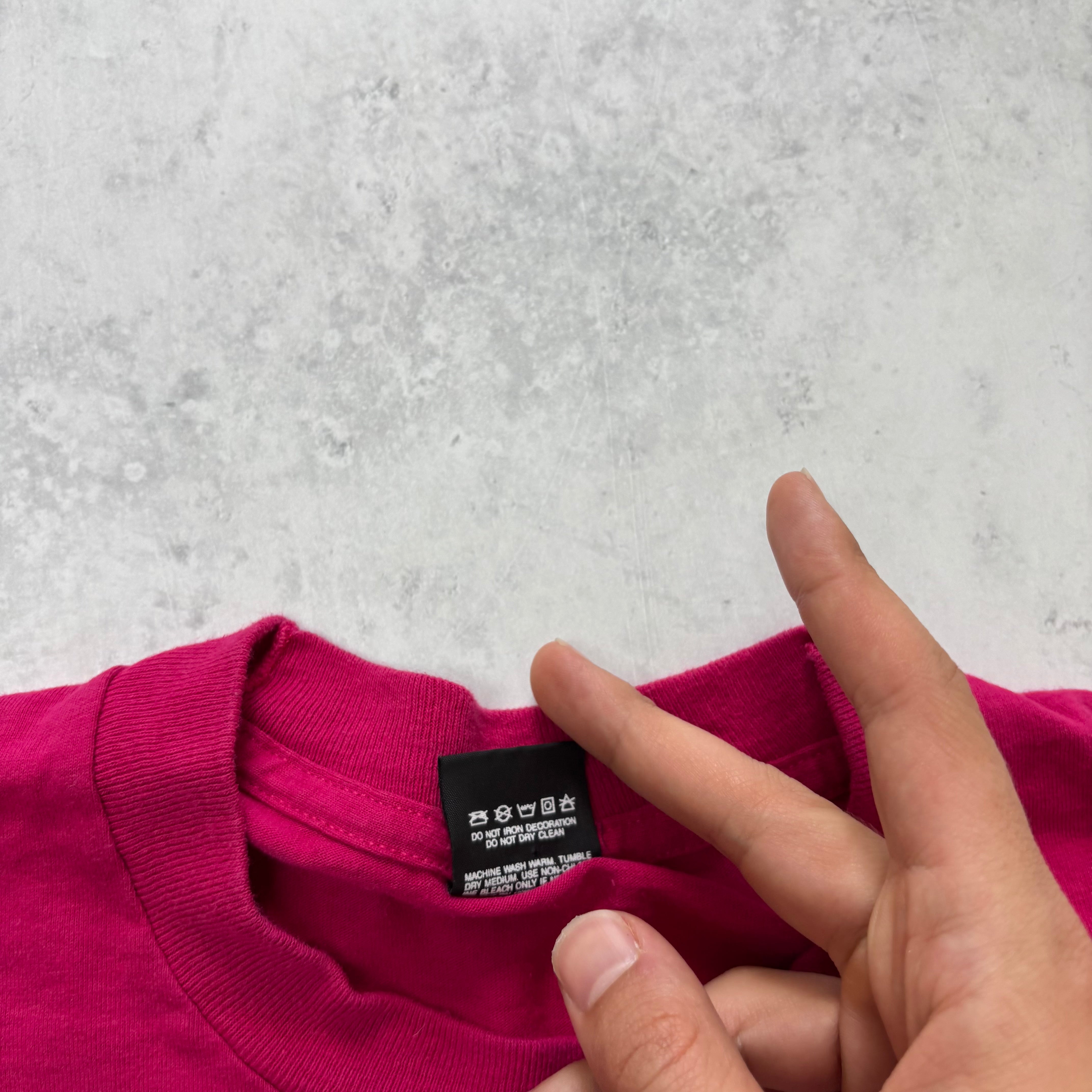 Vintage T Shirt Mens XL Pink Single Stitch Graphic Print 90s USA Soccer (E)