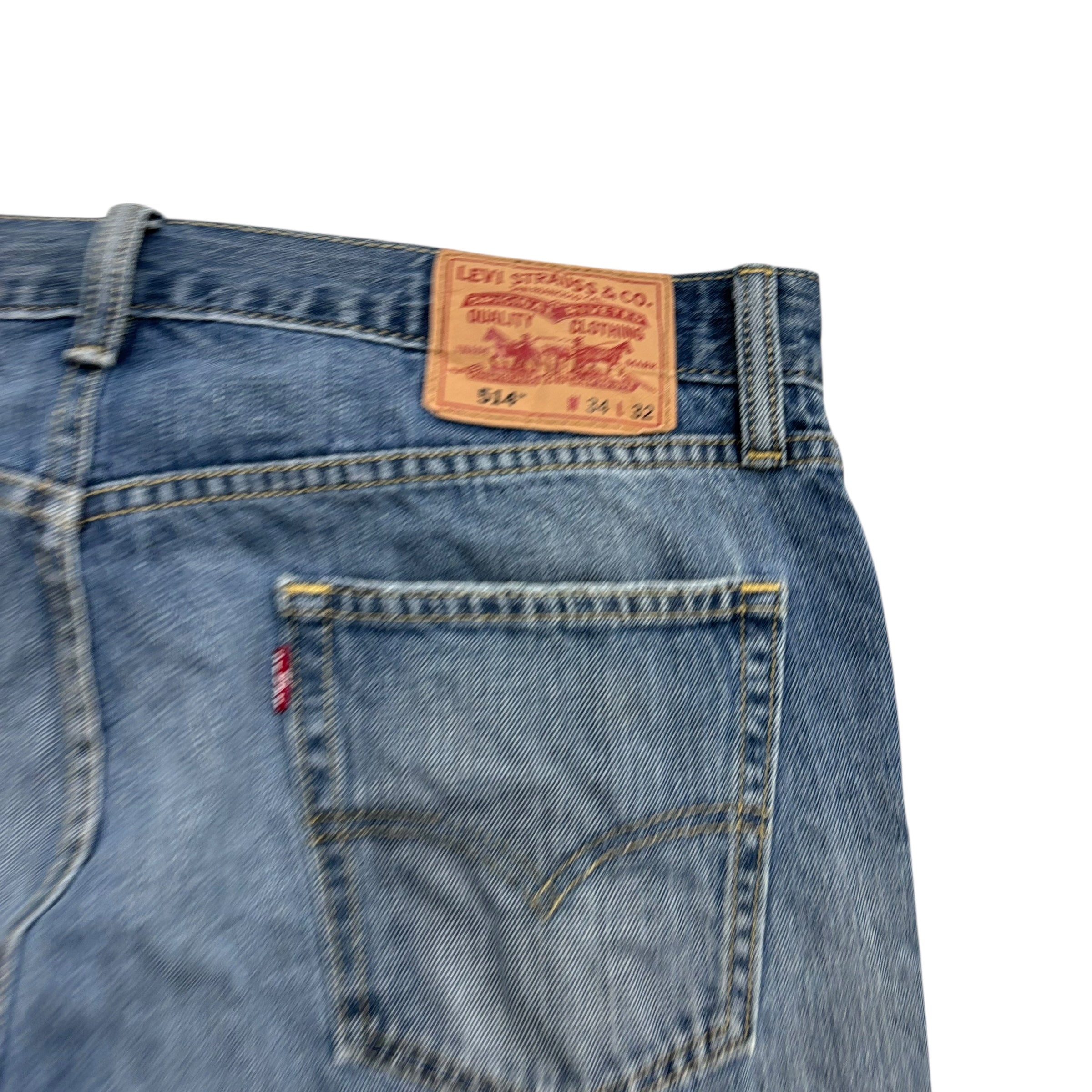 Levis 514 Jeans W34 L32 Mens Mid Blue Regular Straight Fit Vintage Denim