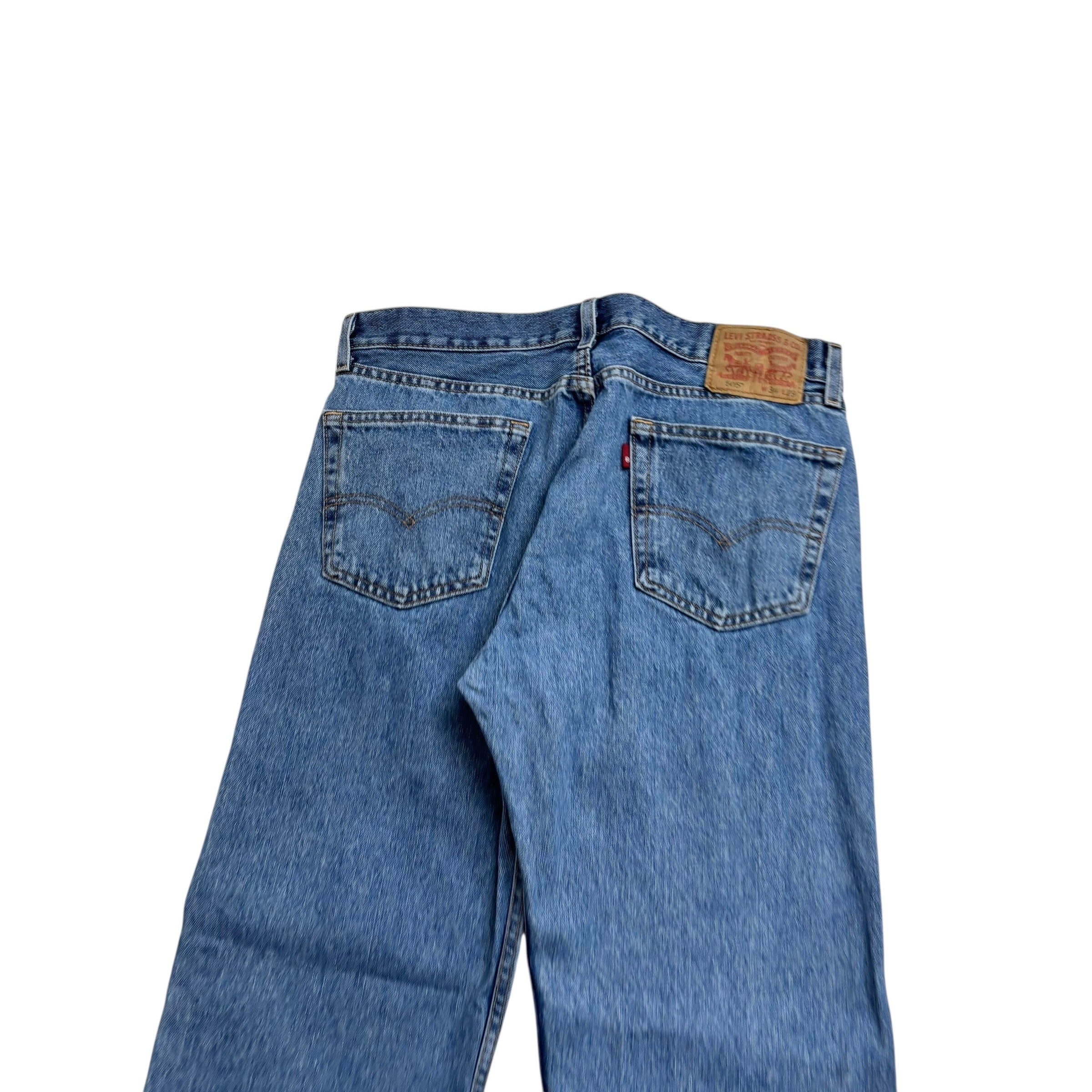 Levis 505 Jeans W34 L29 Mens Mid Blue Regular Straight Fit Denim (E)