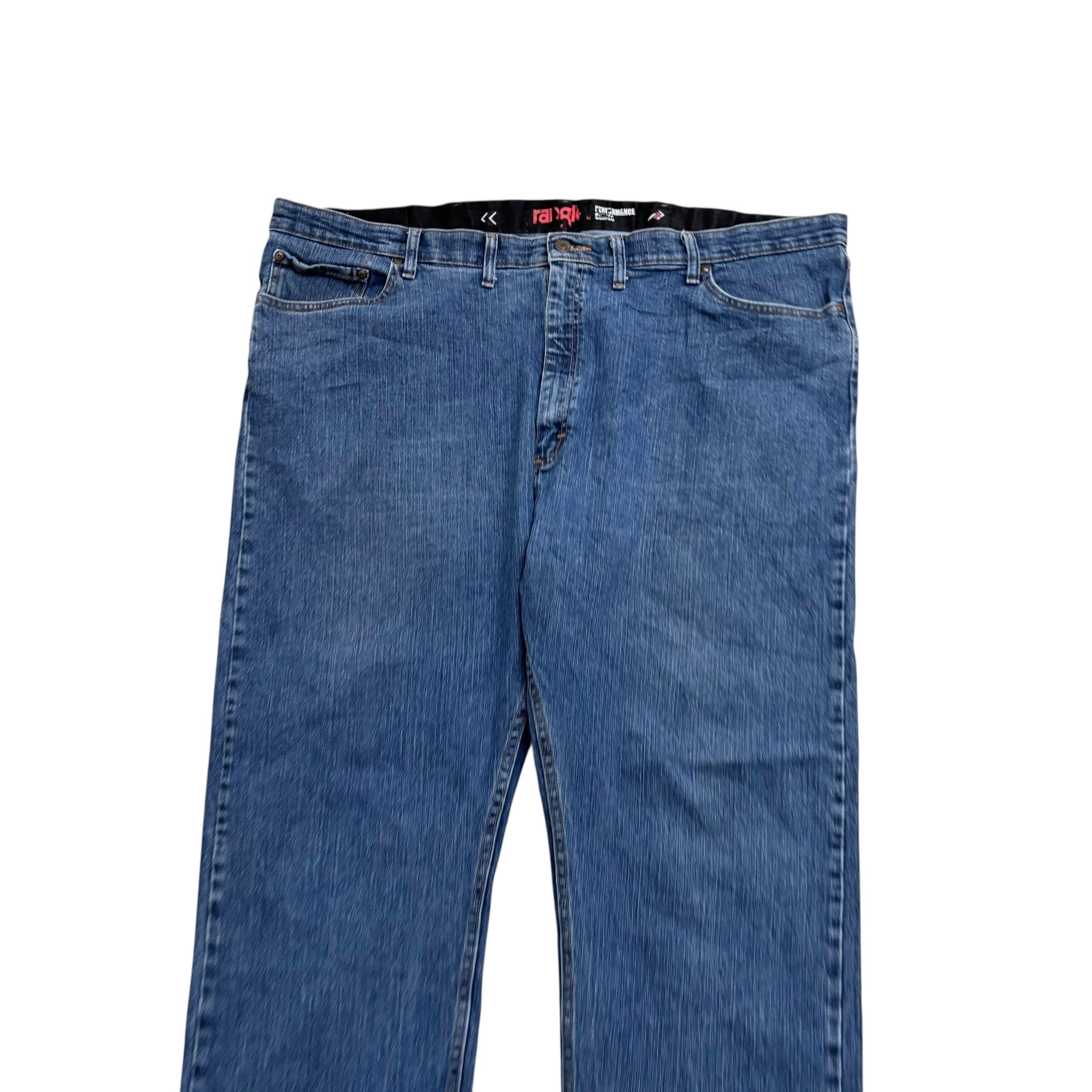 Wrangler Jeans W48 L30 Mens Mid Blue Regular Straight Fit Stretch Denim