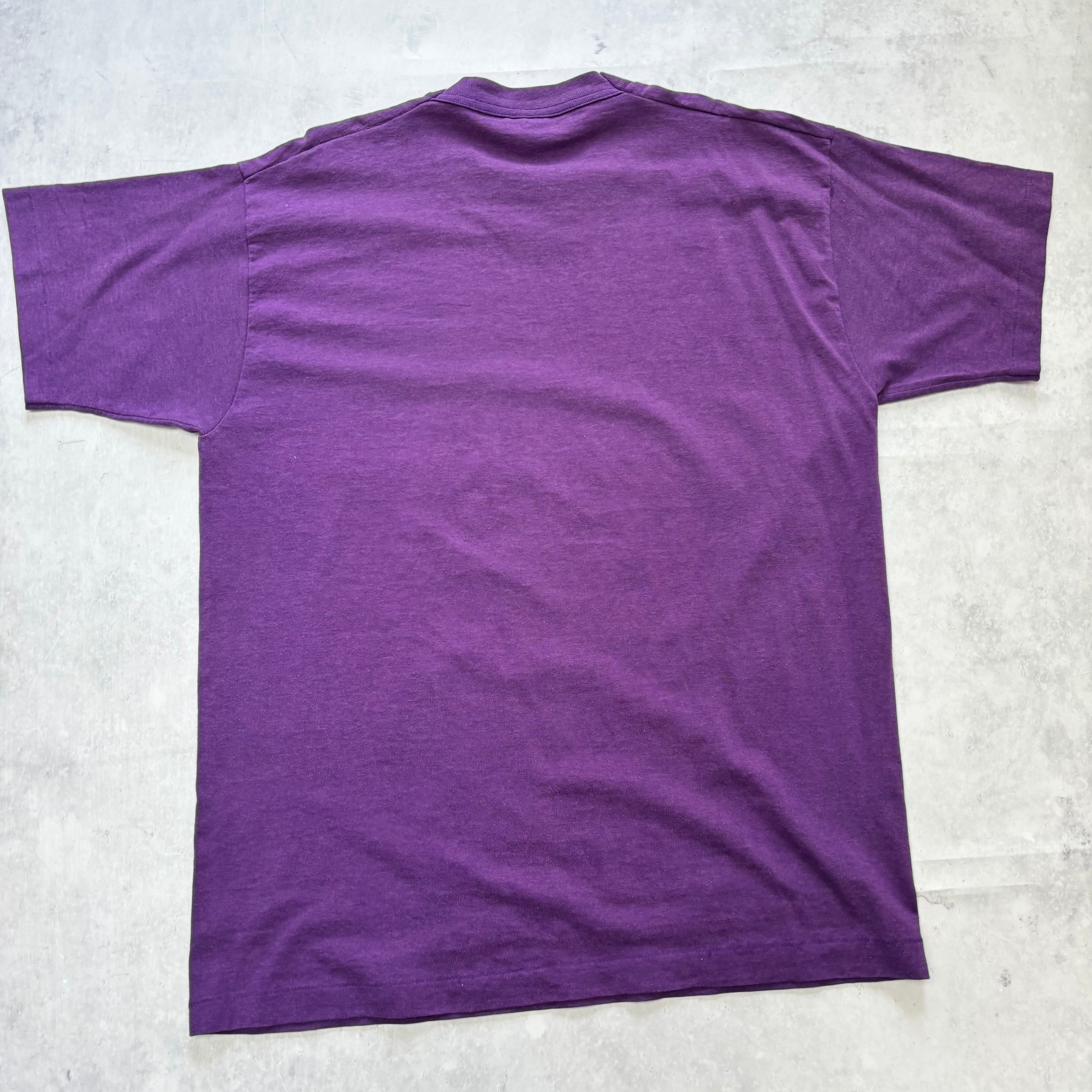 Vintage T Shirt Mens Large Purple Single Stitch Graphic Print 90s College