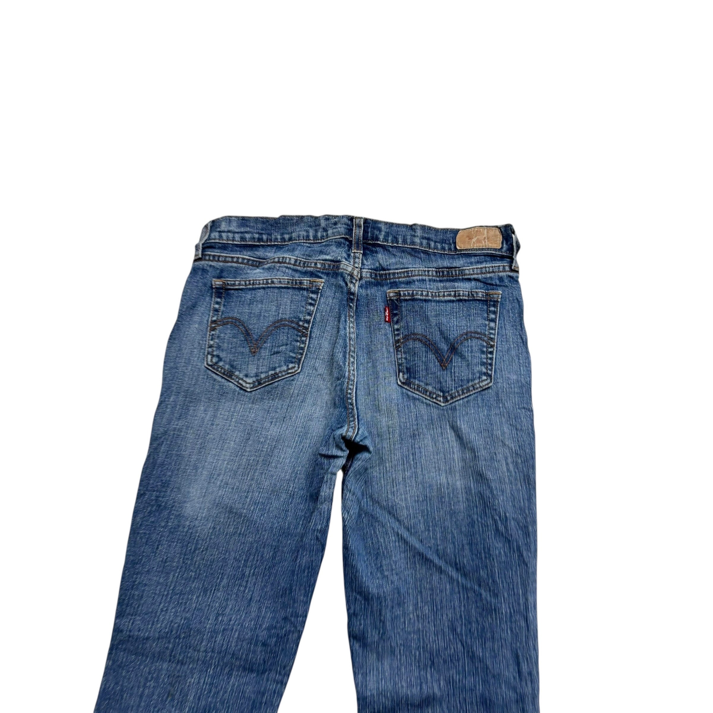 Levis 505 Jeans W30 L30 Womens Regular Straight Fit Mid Blue Stretch Denim (E)