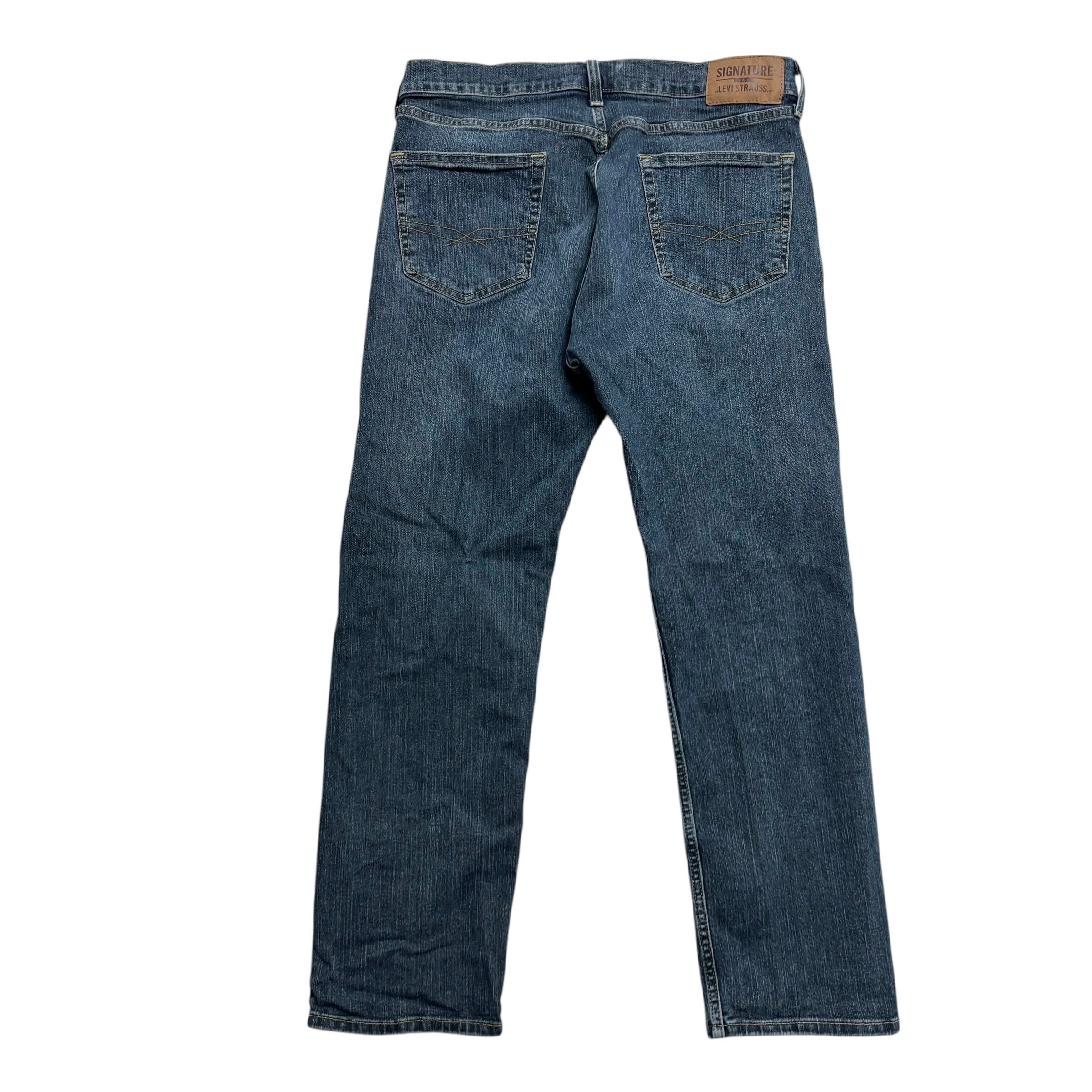 Levis Signature Jeans W33 L28 Mens Dark Blue Regular Straight Stretch Denim (E)