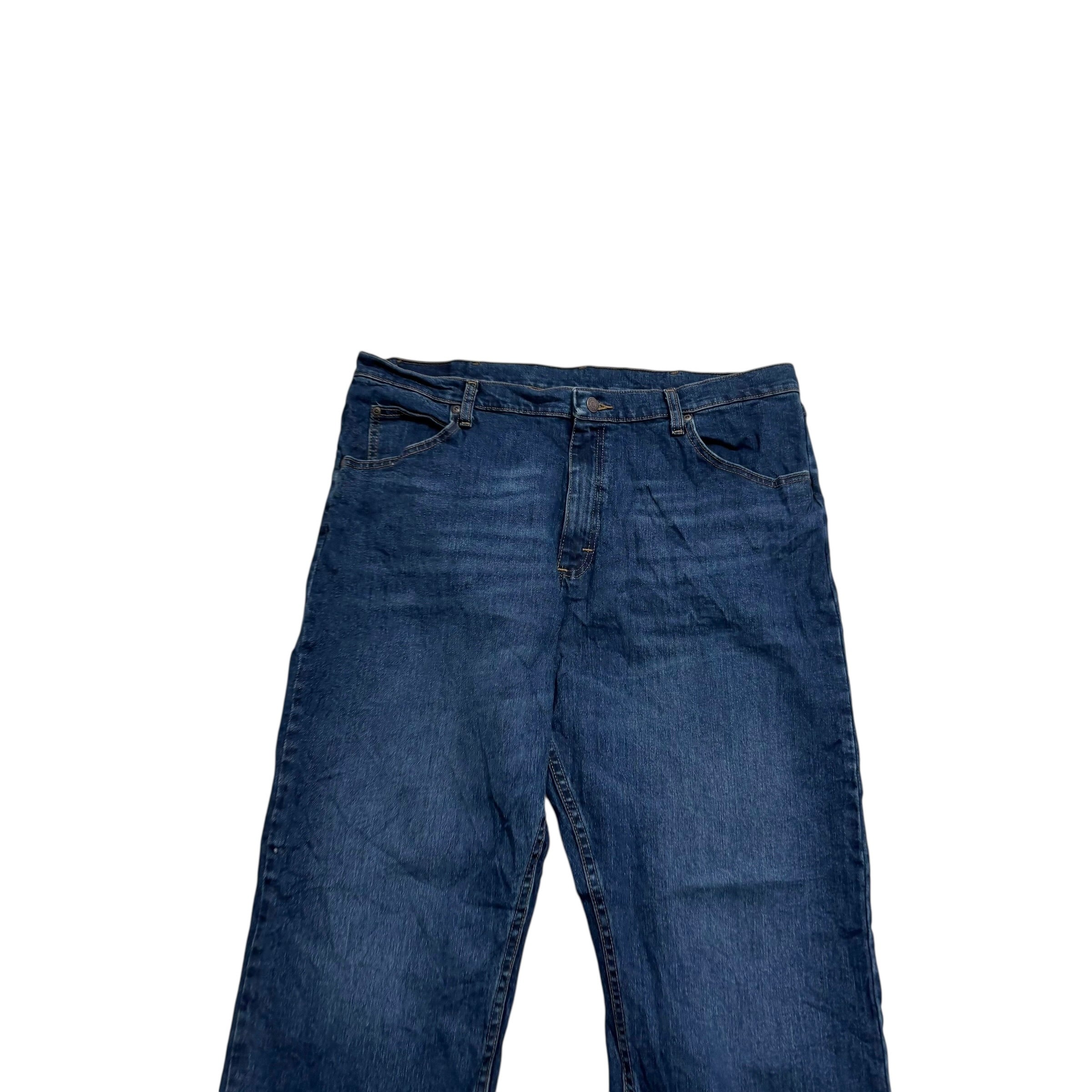 Wrangler Jeans W38 L30 Mens Dark Blue Relaxed Straight Fit Stretch Denim (E)