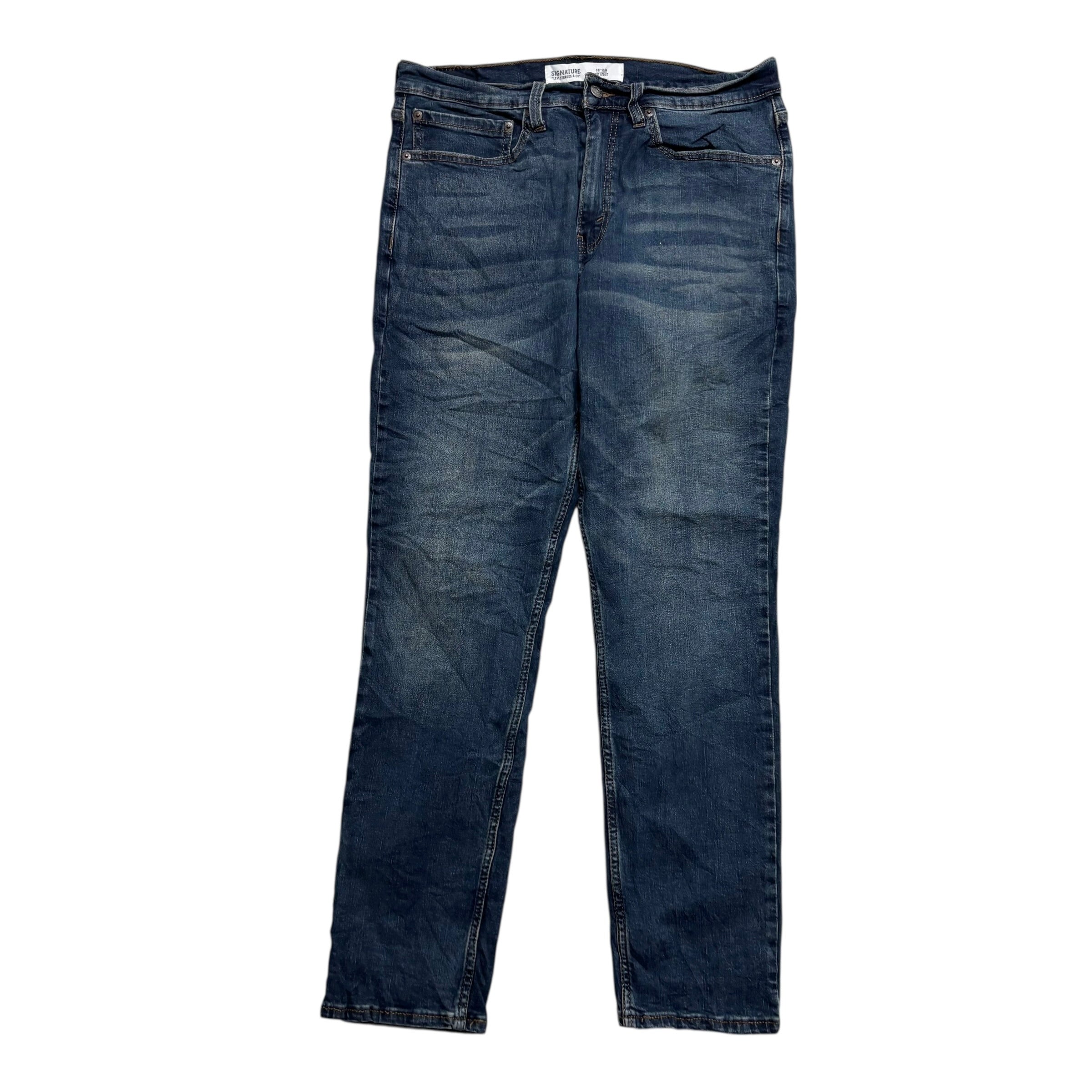 Levis Signature Jeans W32 L30 Mens Dark Blue Slim Fit Stretch Denim