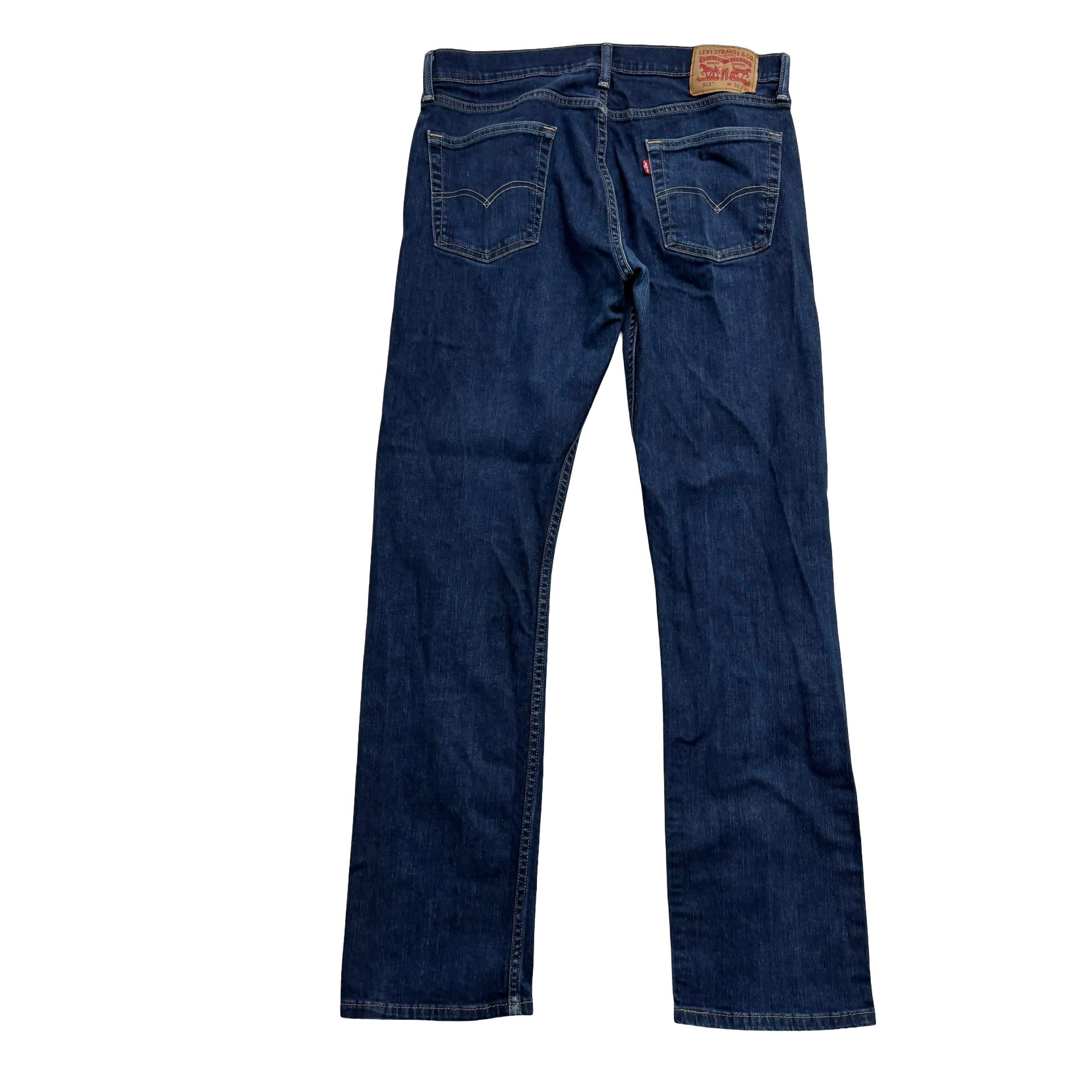 Levis 513 Jeans W32 L32 Mens Dark Blue Slim Straight Fit Stretch Denim (E)