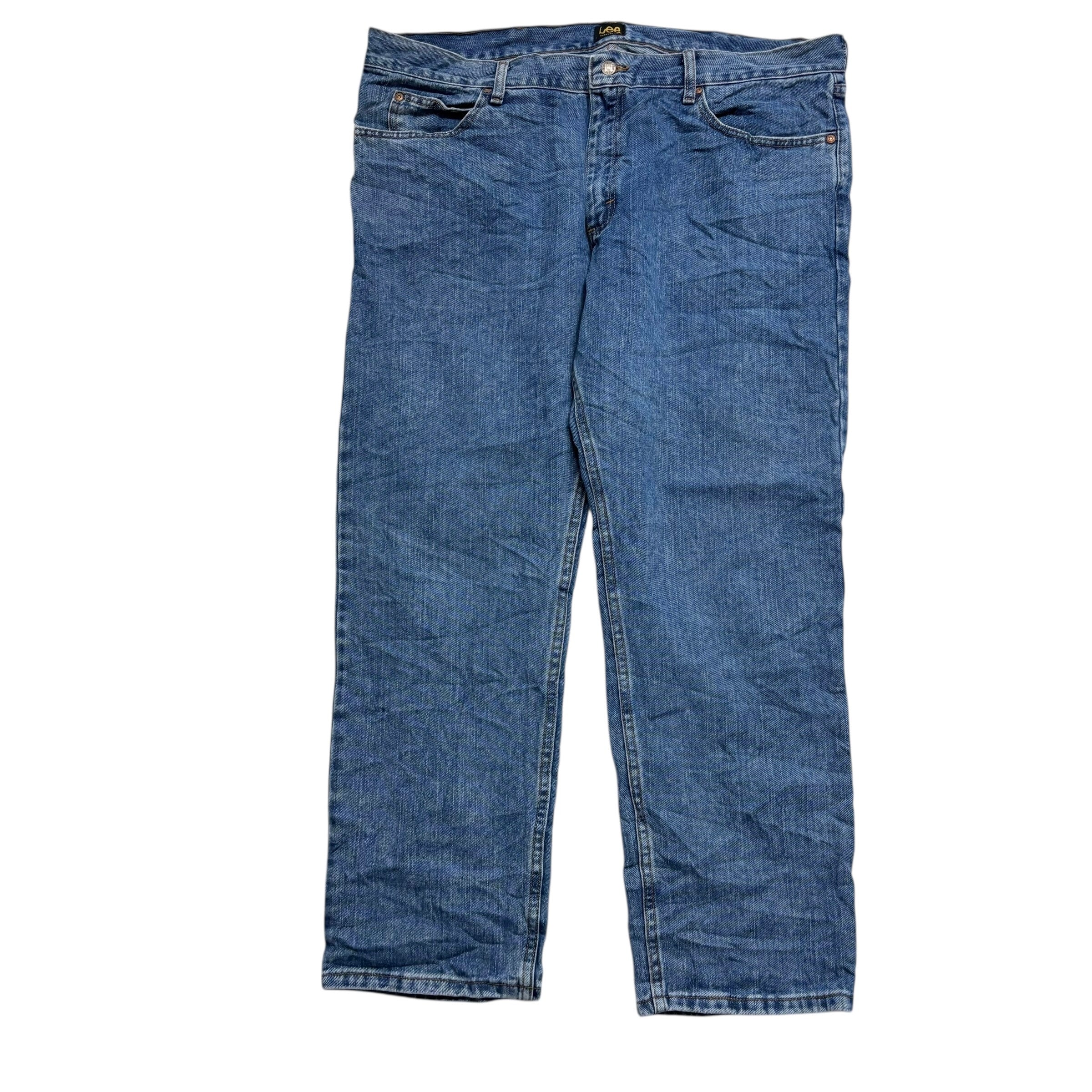 Lee Jeans W42 L30 Mens Mid Blue Regular Straight Fit Denim