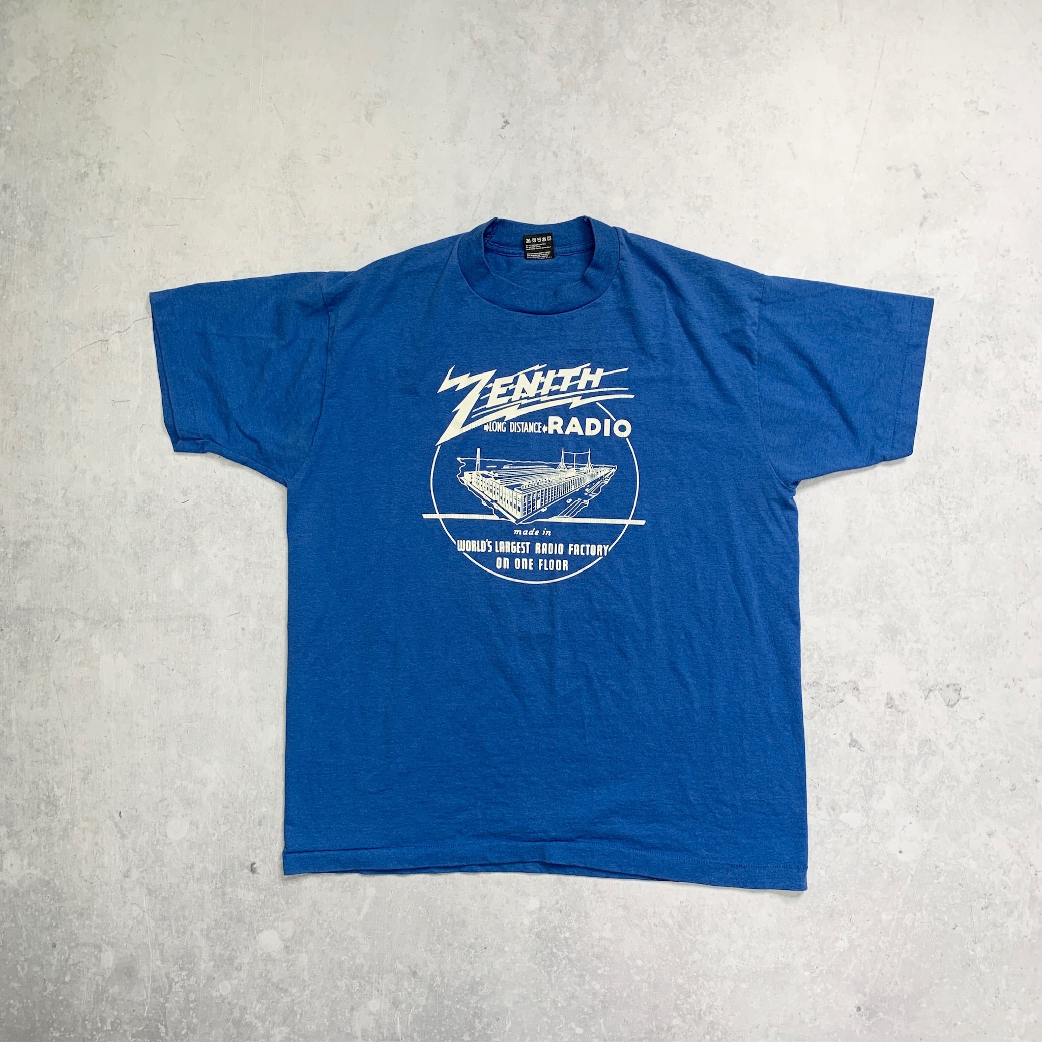 Vintage T Shirt Mens XL Blue Single Stitch Graphic Print 90s USA Radio