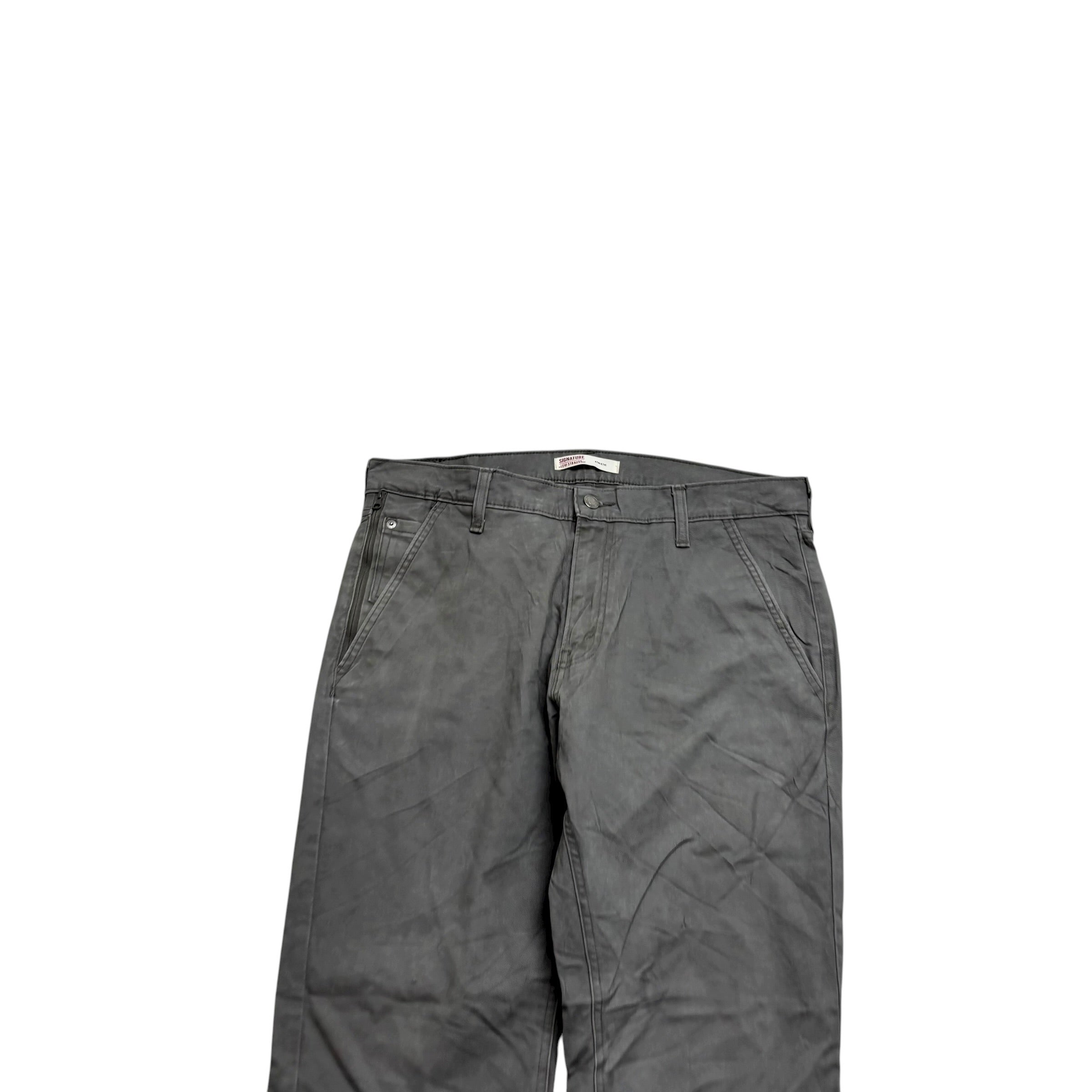 Levis Signature Trousers W35 L31 Mens Grey Athletic Fit Stretch Pants (E)