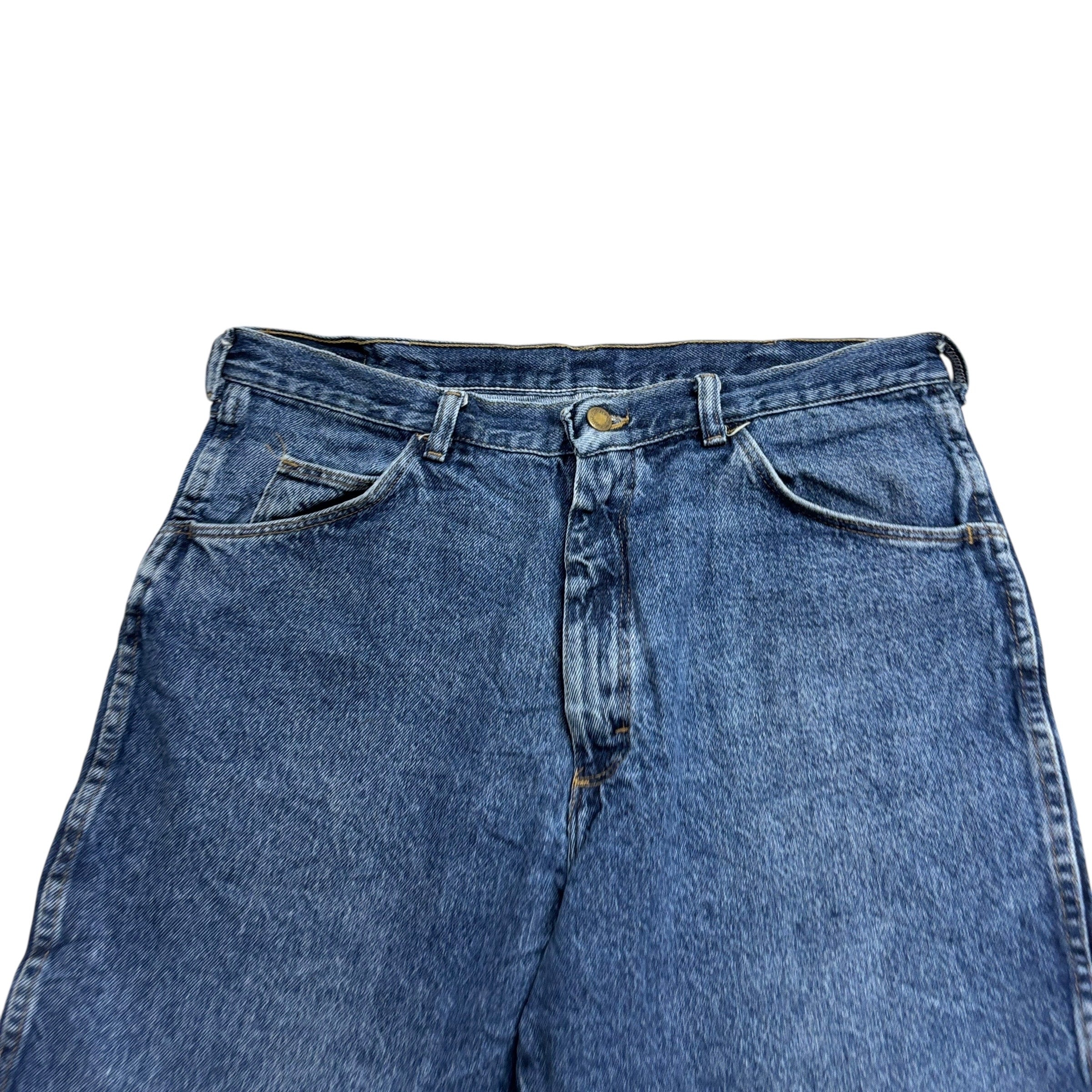 Vintage Wrangler Baggy Jorts W34 Mens Denim Shorts Mid Blue Relaxed Fit (E)