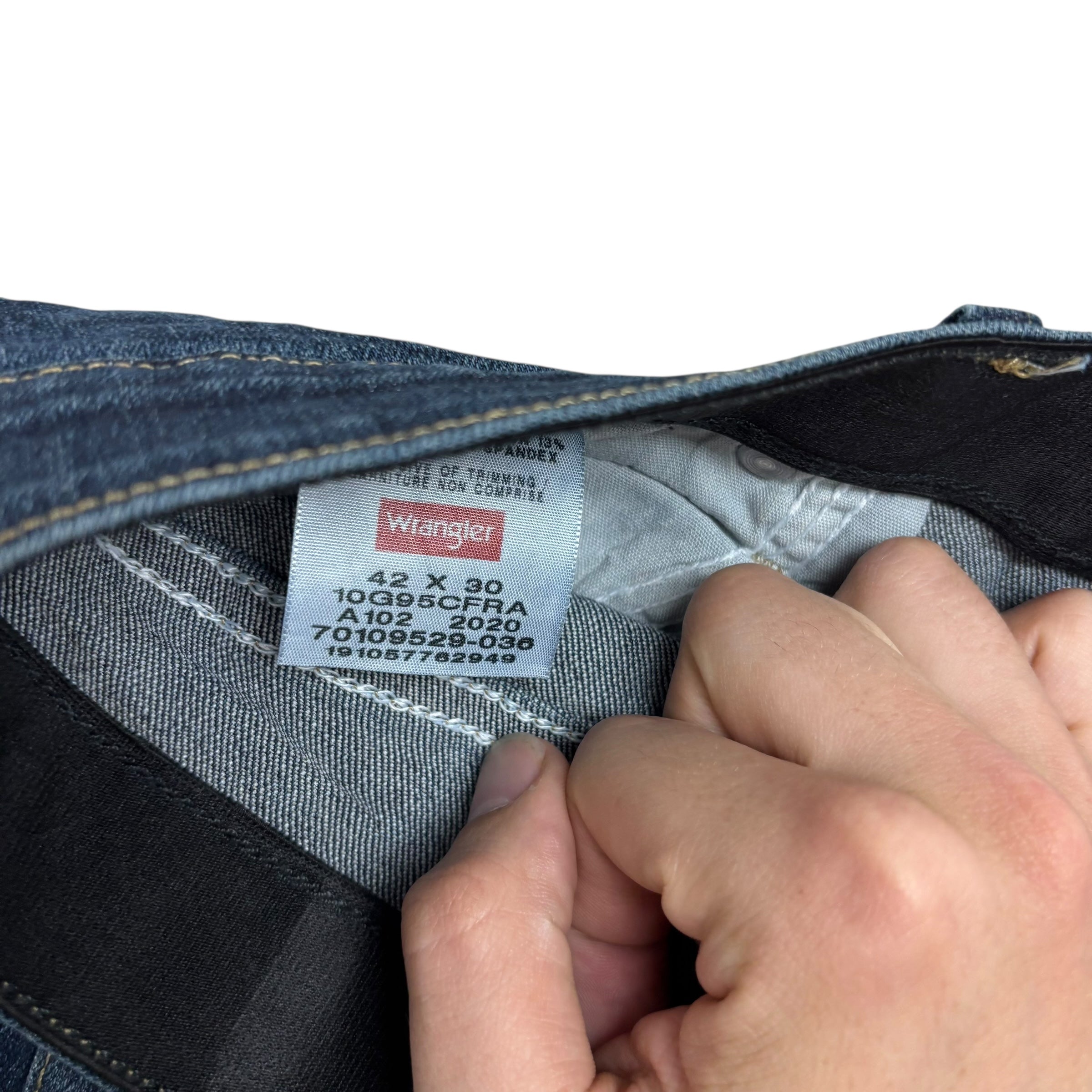 Wrangler Jeans W42 L32 Mens Dark Blue Regular Straight Fit Stretch Denim (E)