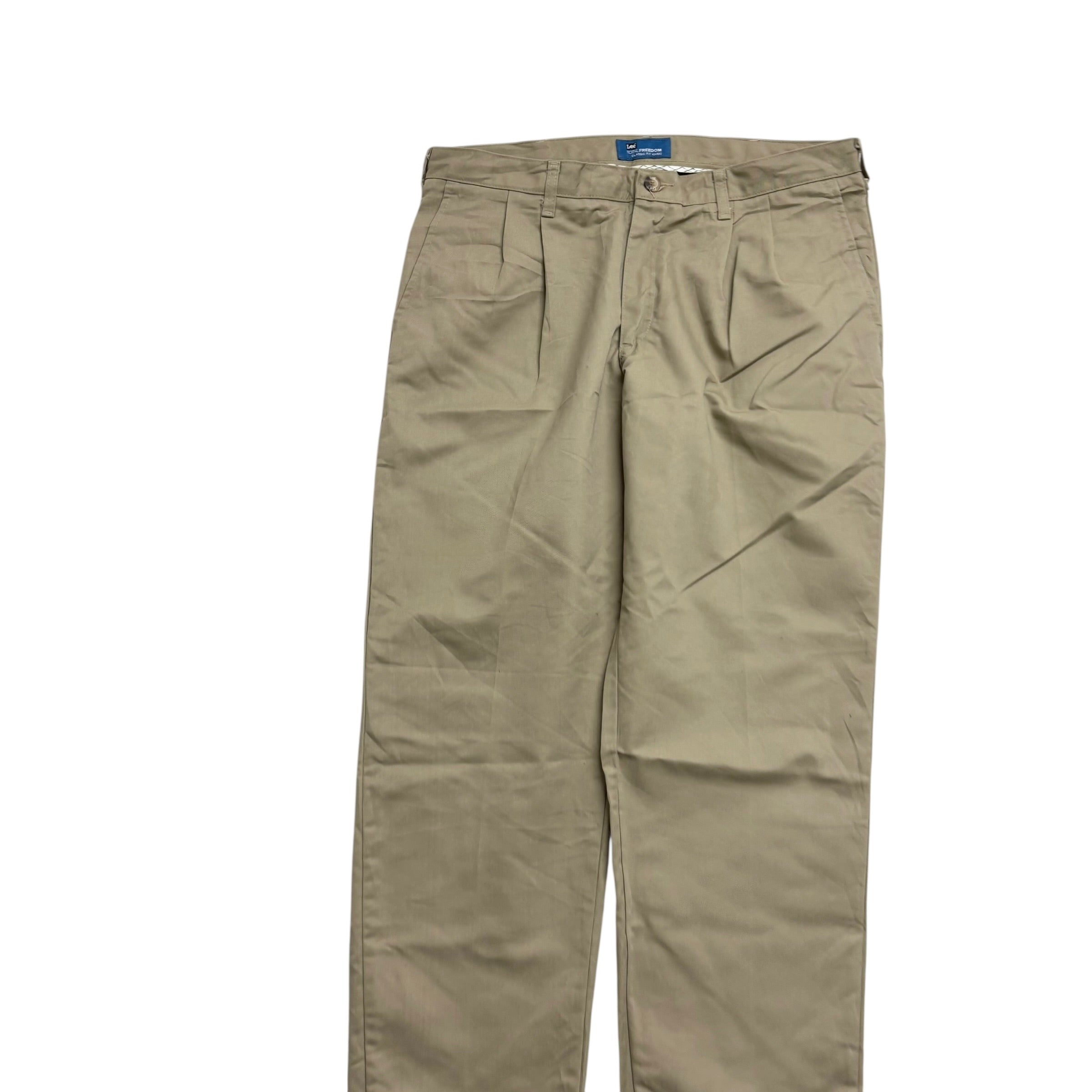 Lee Trousers W36 L29 Mens Beige Relaxed Fit Total Freedom Pants (F)