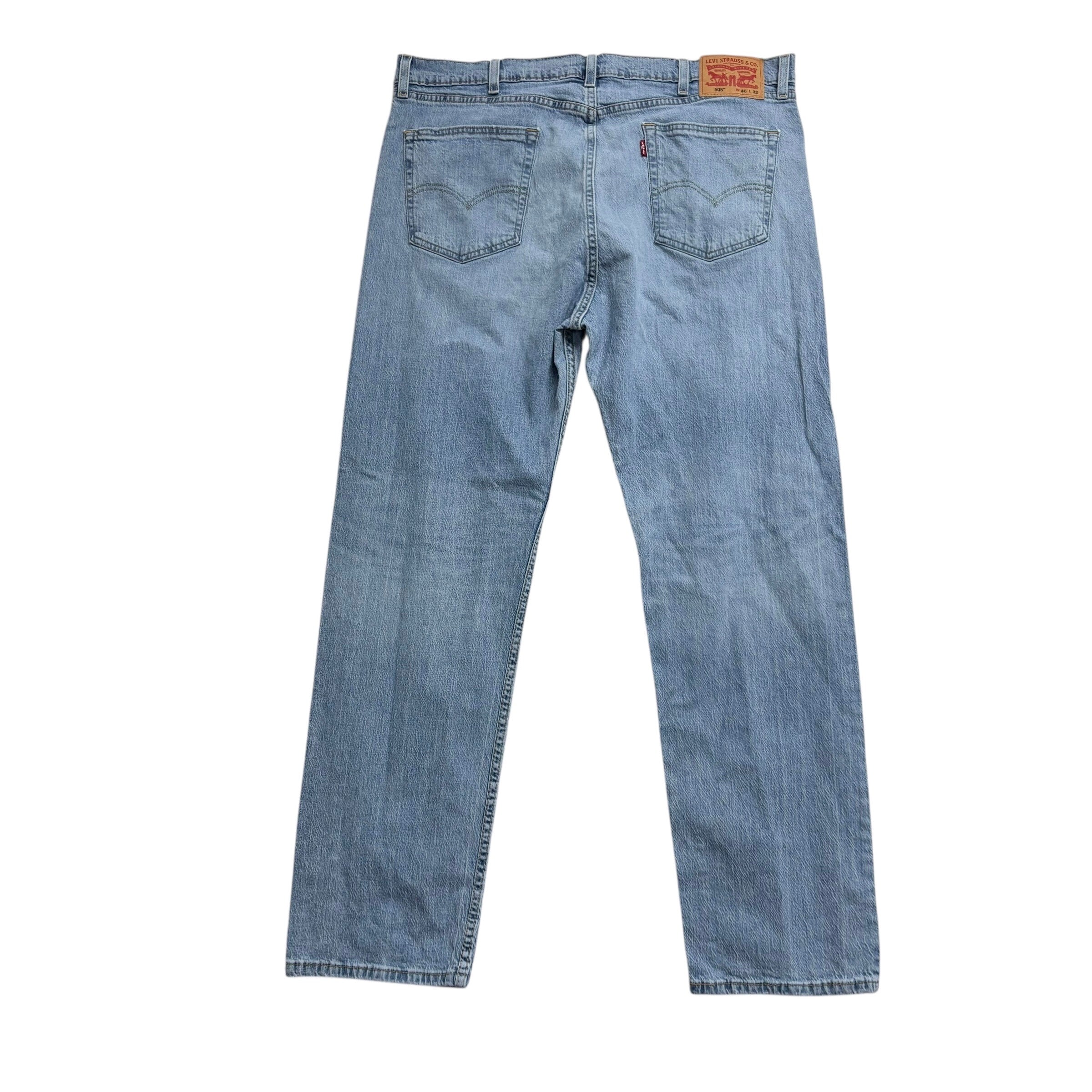 Levis 505 Jeans W40 L32 Mens Light Blue Regular Straight Fit Stretch Denim