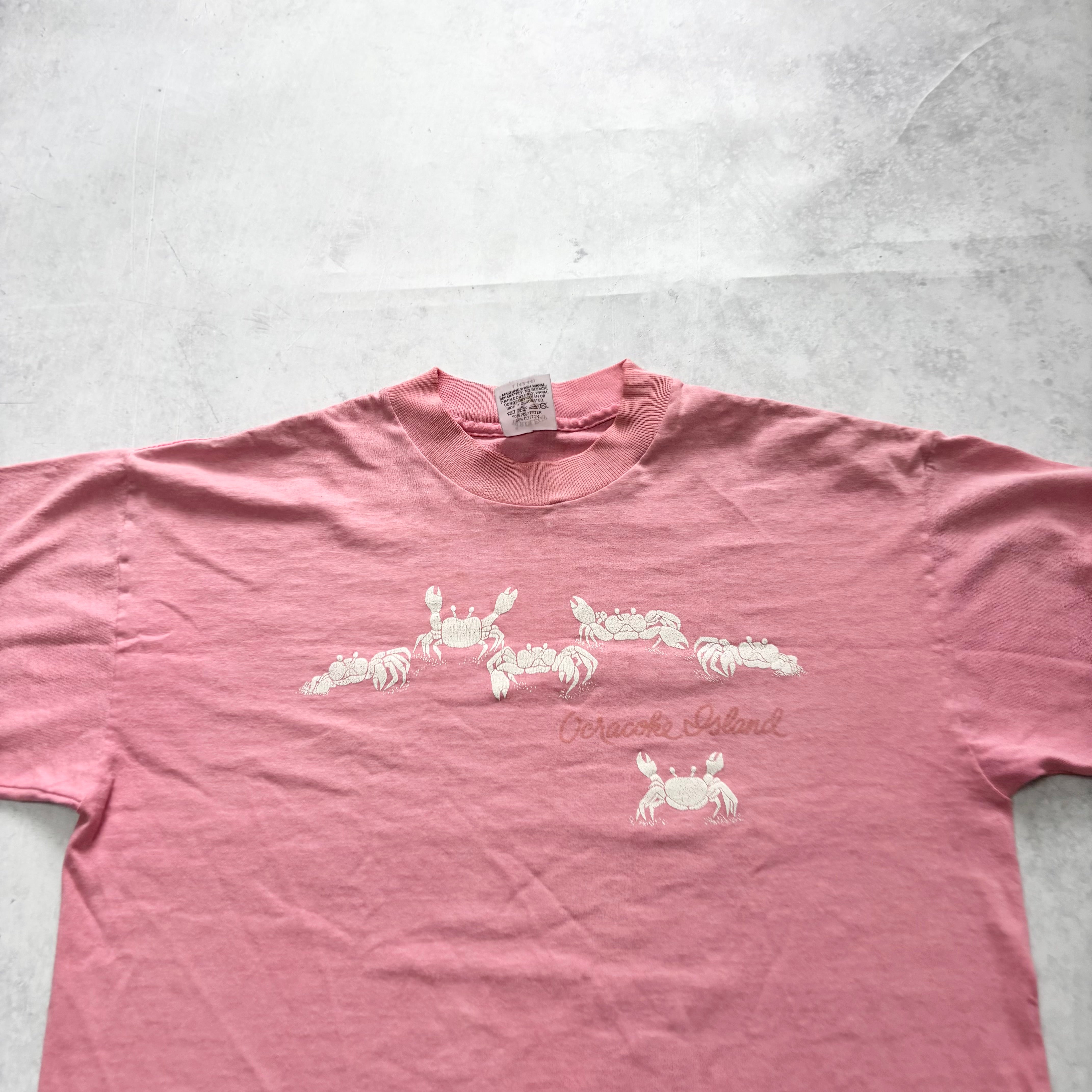 Vintage T Shirt Mens Medium Pink Single Stitch Graphic Print 90s Tourist (E)