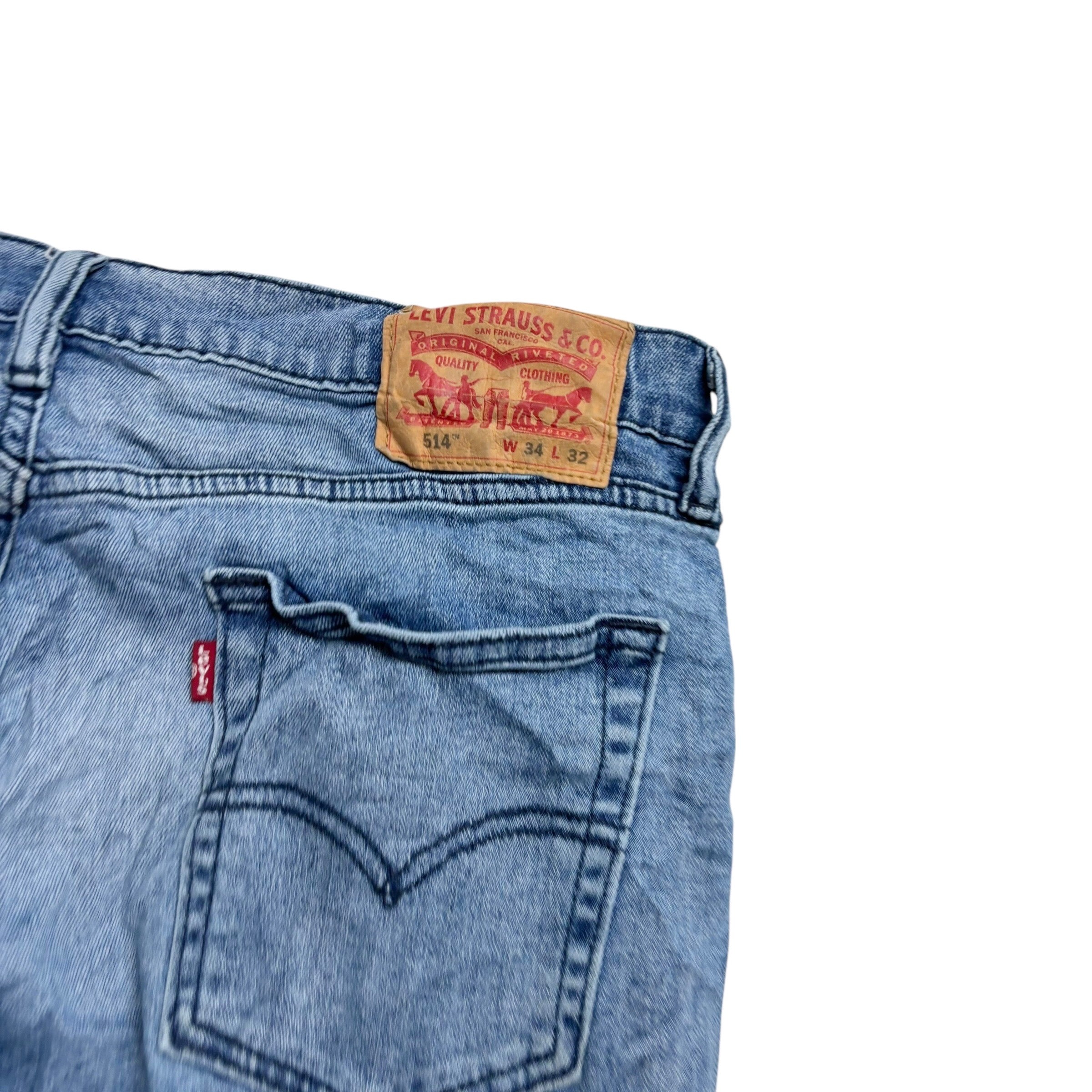 Levis 514 Jeans W34 L32 Mens Navy Blue Regular Straight Fit Stretch Denim