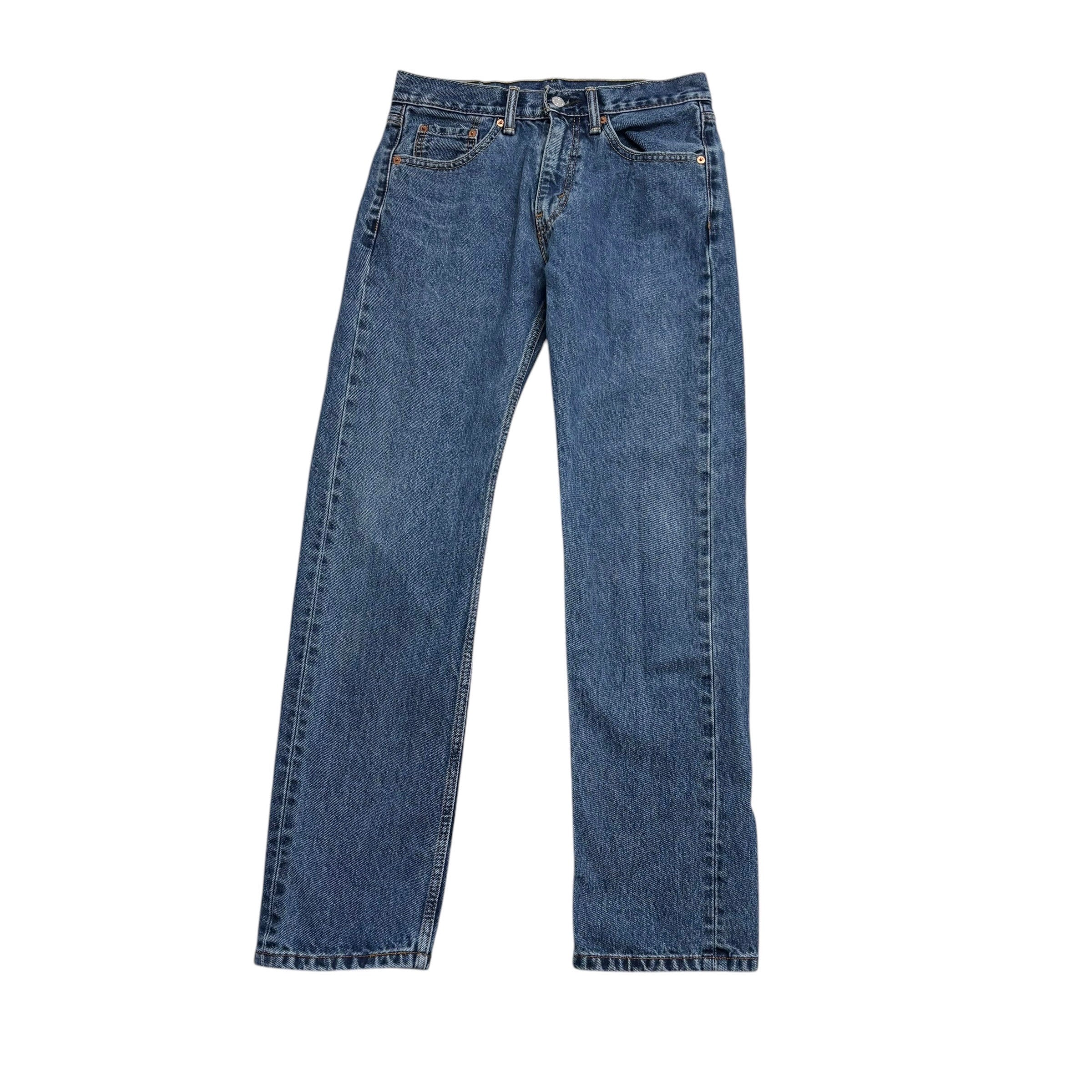 Levis 505 Jeans W30 L32 Mens Mid Blue Regular Straight Fit Denim (E)