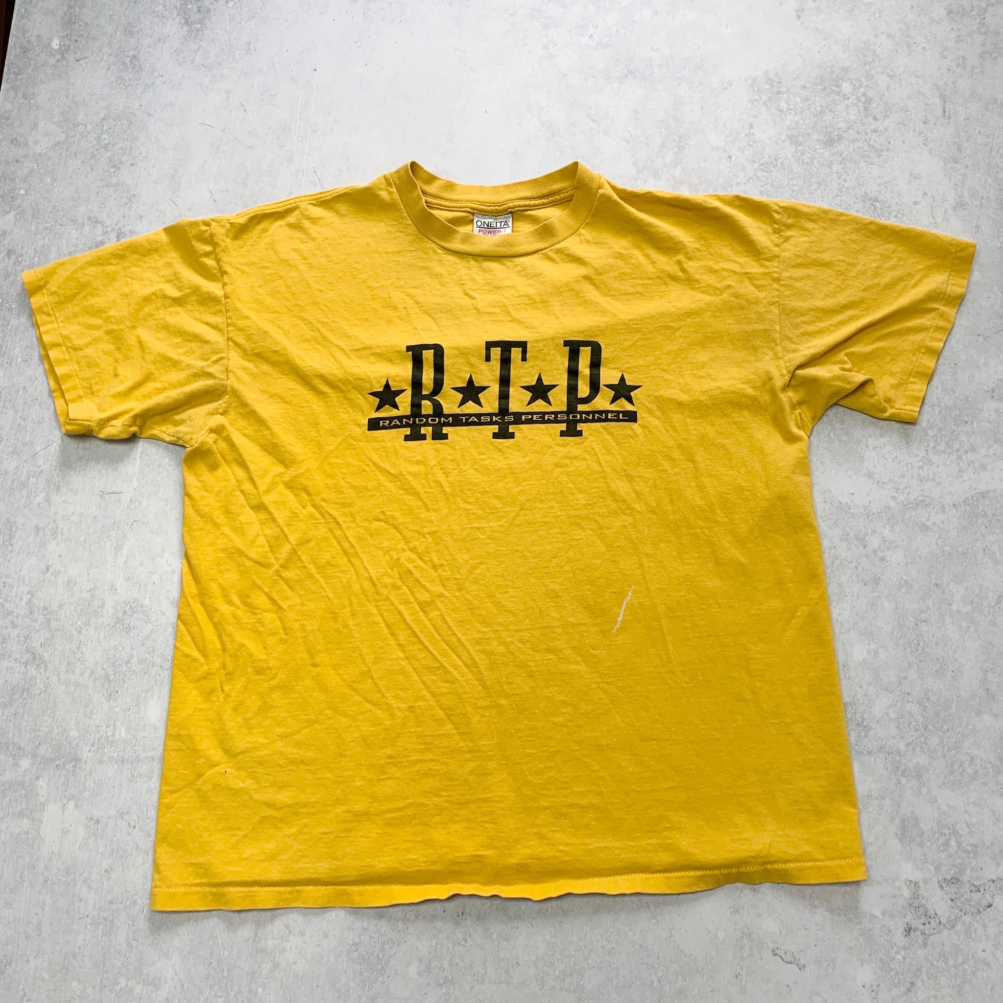 Vintage T Shirt Mens XL Yellow Single Stitch Graphic Print 90s USA