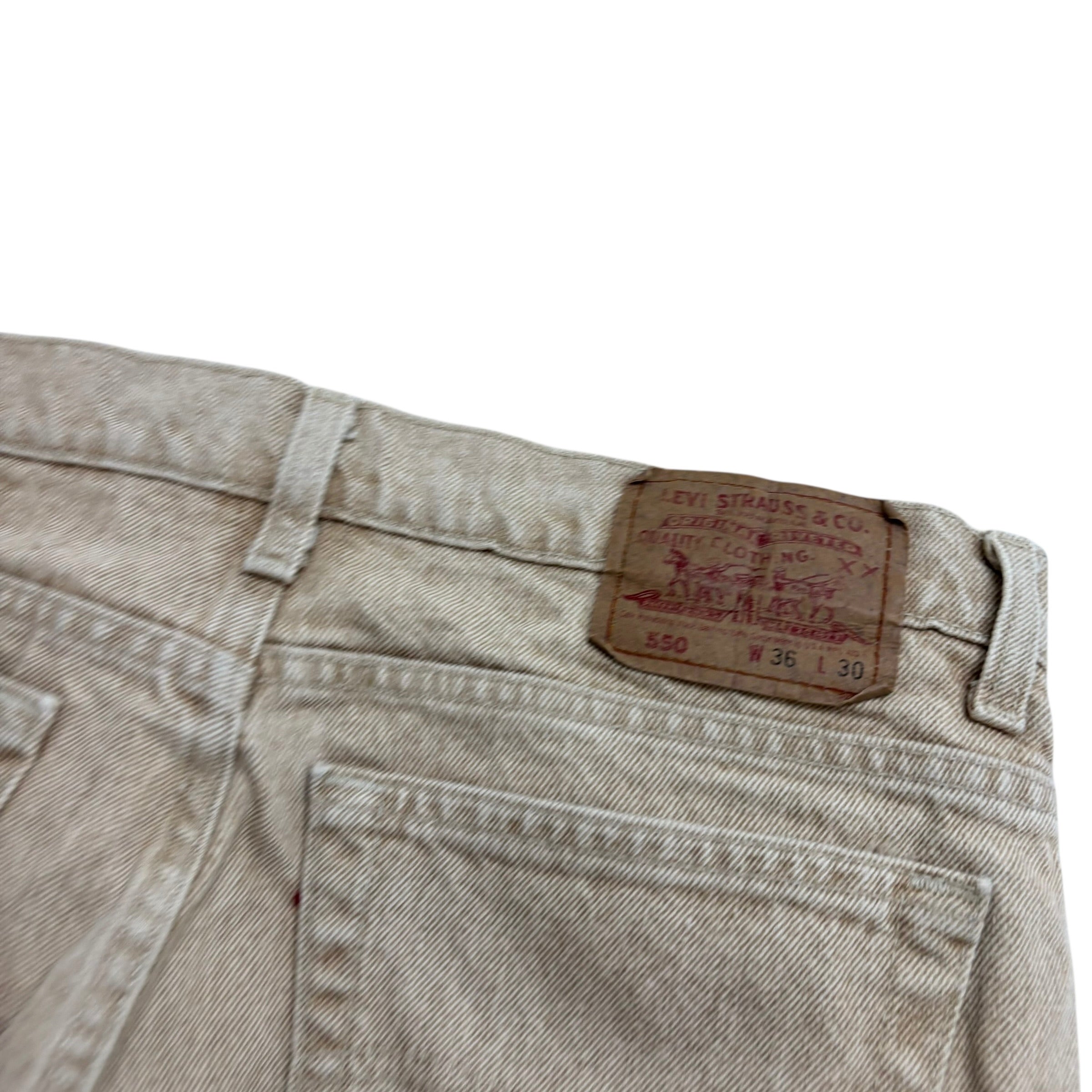 Levis 550 Jeans W34 L29 Mens Beige Relaxed Tapered Vintage Made In USA Denim