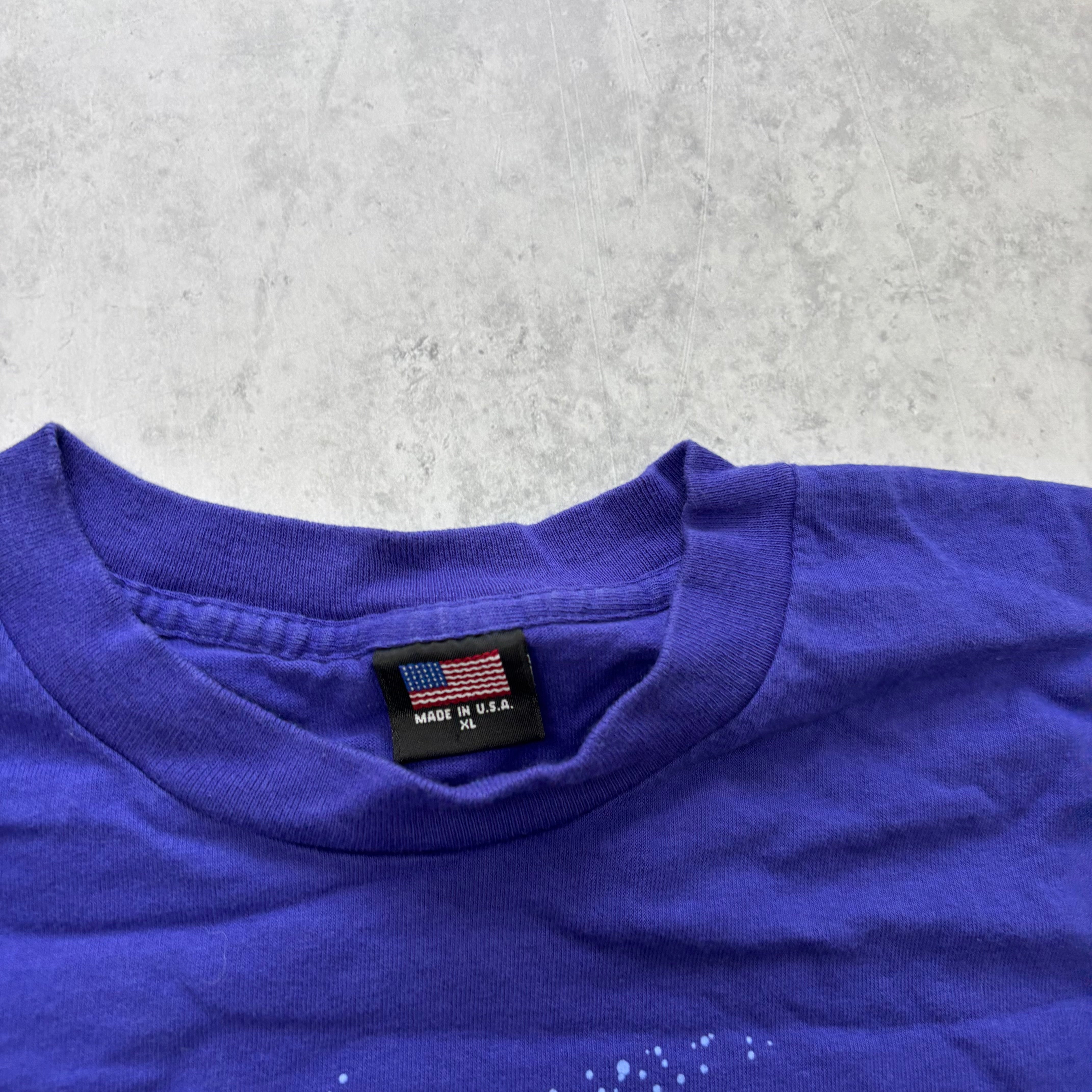 Vintage T Shirt Mens XL Purple Single Stitch Graphic Print 90s NBA Hornets