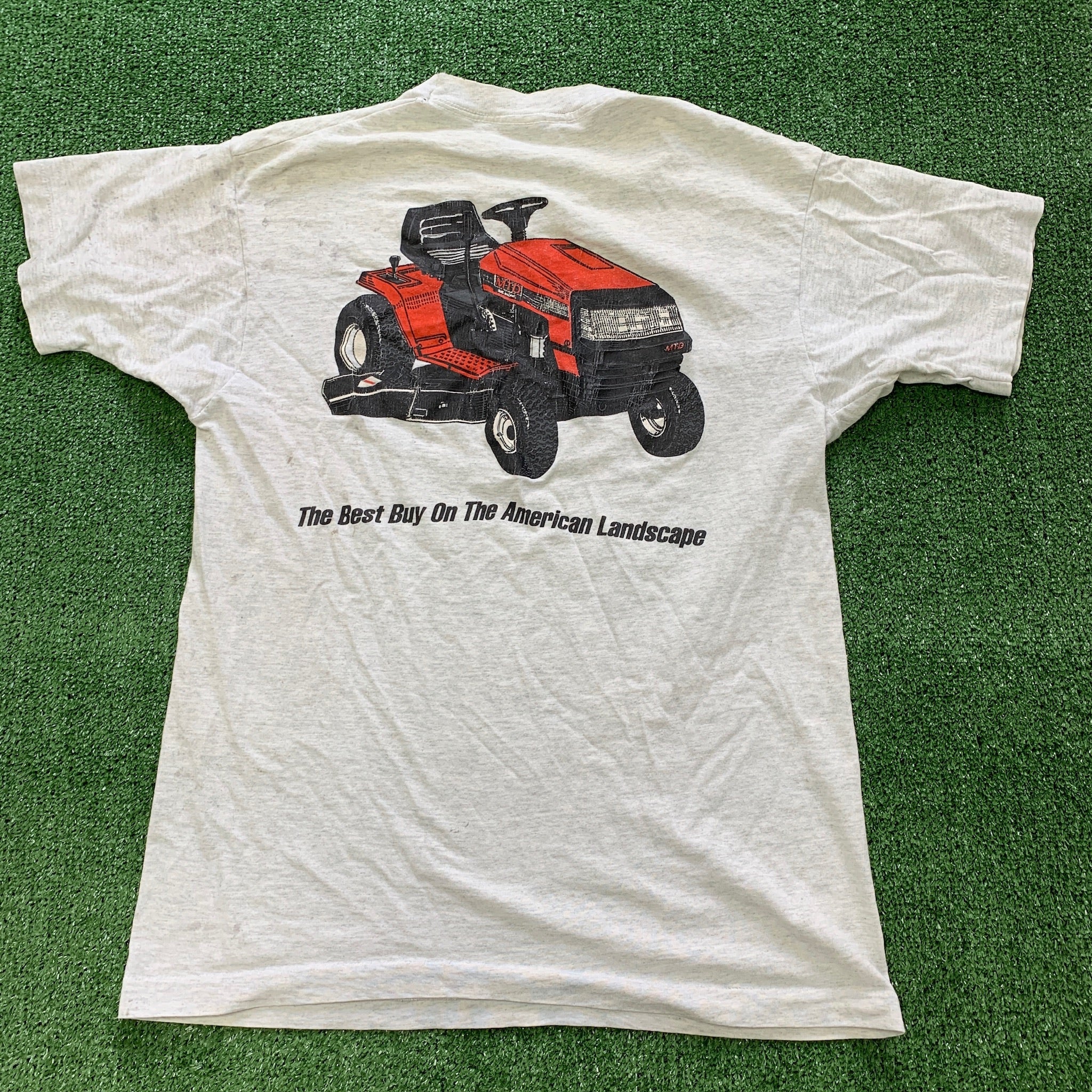 Vintage T Shirt Mens XL Grey Single Stitch Graphic Print 90s USA Tractor