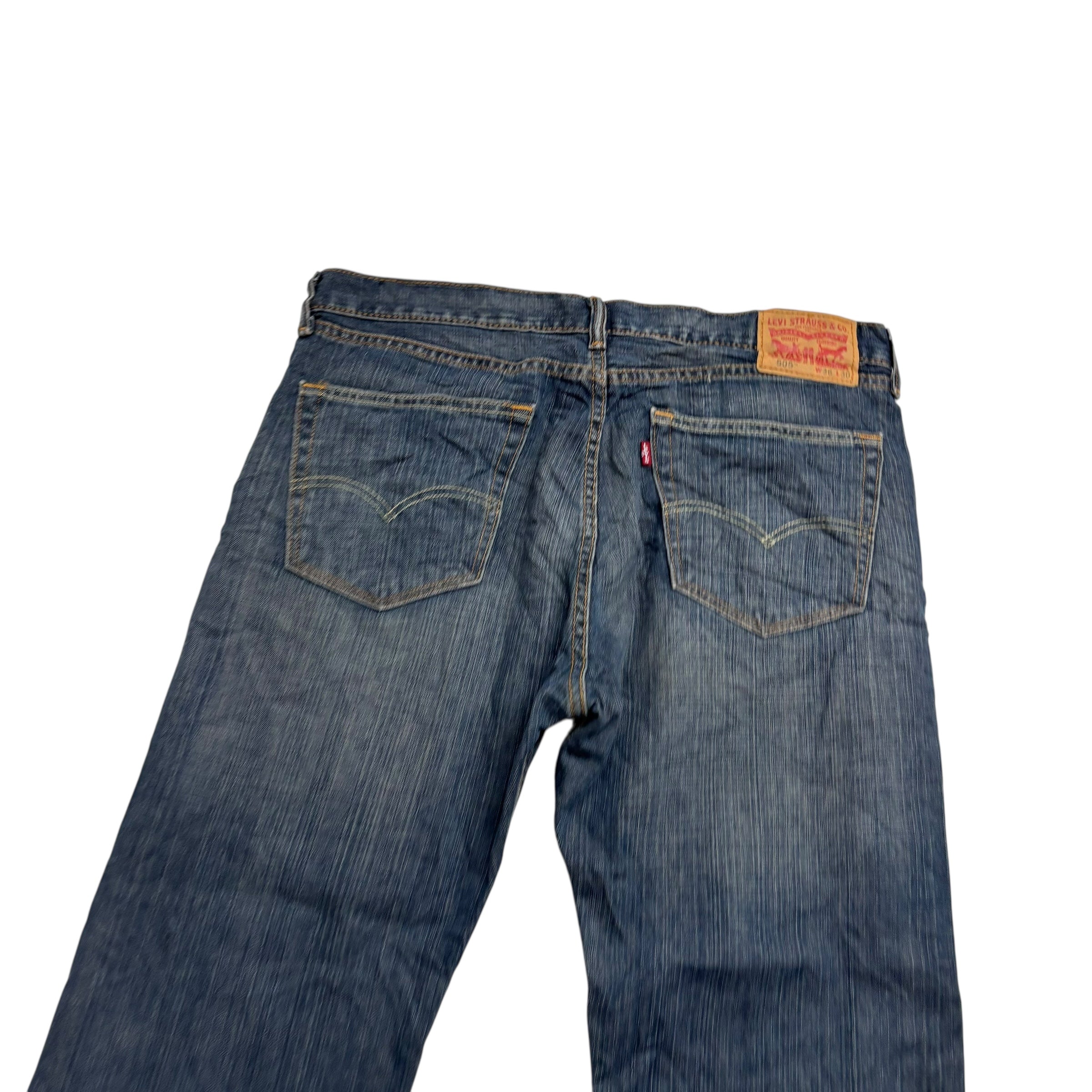 Levis 505 Jeans W36 L30 Mens Dark Blue Regular Straight Fit Denim (E)